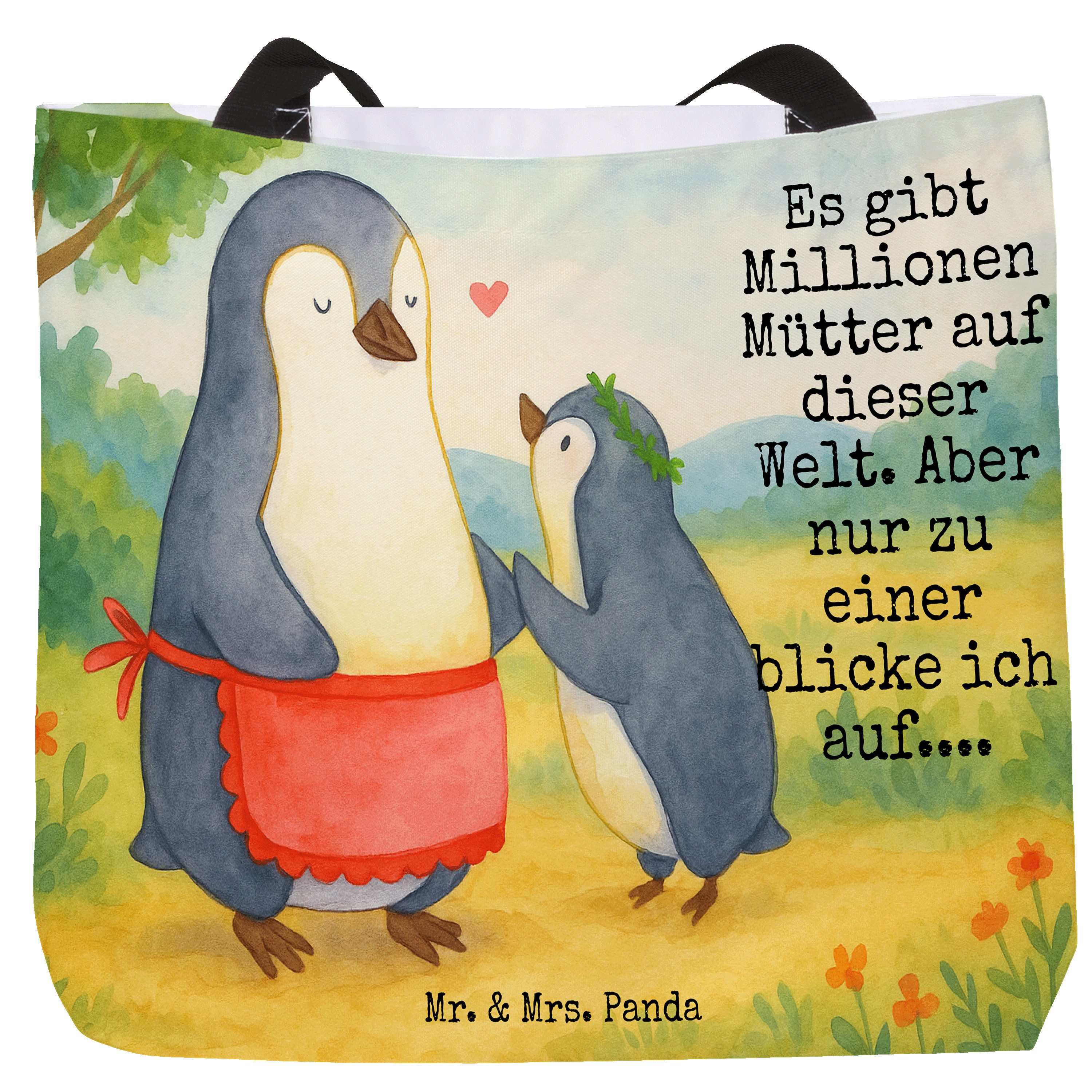Shopper Pinguin mit Kind Design, Reisetasche, Weiß, Familie, Tasche, Tote Bag