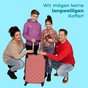 NoBoringSuitcases.com© Koffer Herzen - Rosa - Muster 67x43x25cm, 4 Rollen, Mittelgroßer Koffer für Erwachsene, Reisekoffer