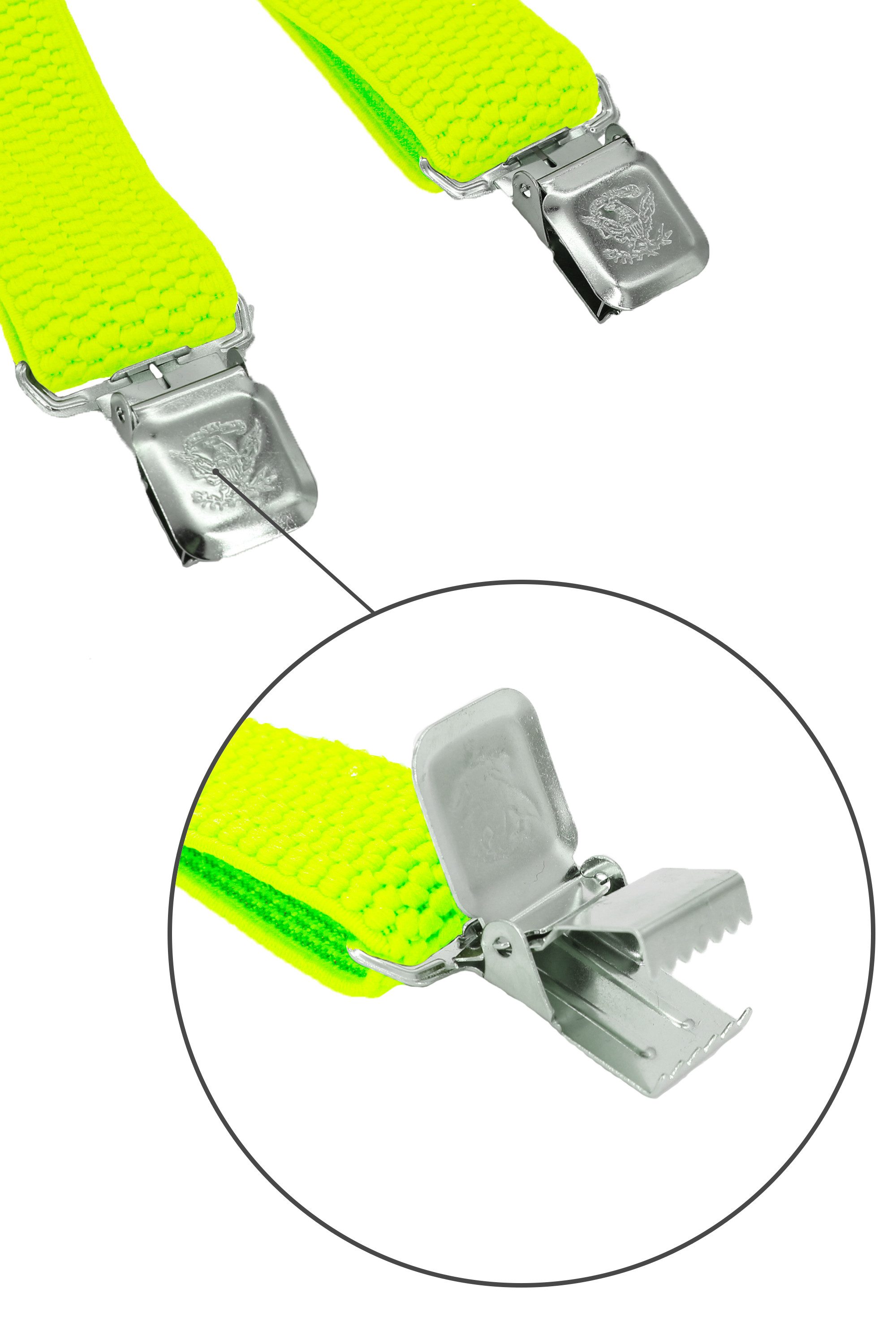 Fabio Farini Hosenträger 4cm Breites Y-Design verstellbar mit extra starken Clipverschluss, Neongelb – Bild 4 von 5