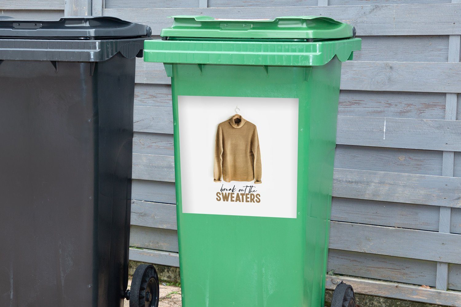 St), Winter Container, Sticker, Mülltonne, - Angebot - Pullover (1 Mülleimer-aufkleber, MuchoWow Abfalbehälter Wandsticker