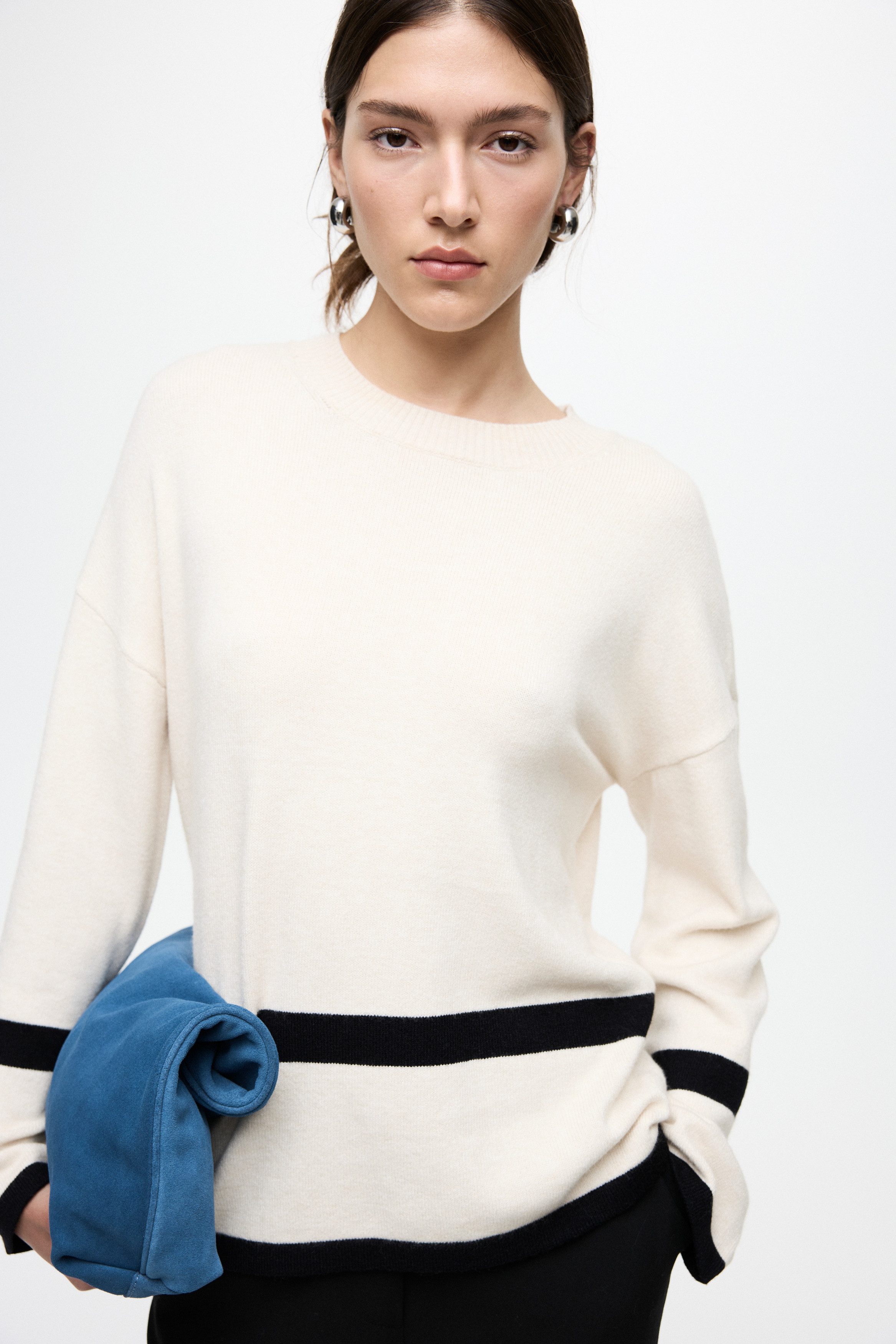Vila Rundhalspullover VIRIL O-NECK OVERSIZE L/S KNIT TOP- NOOS Materialmix, oversize