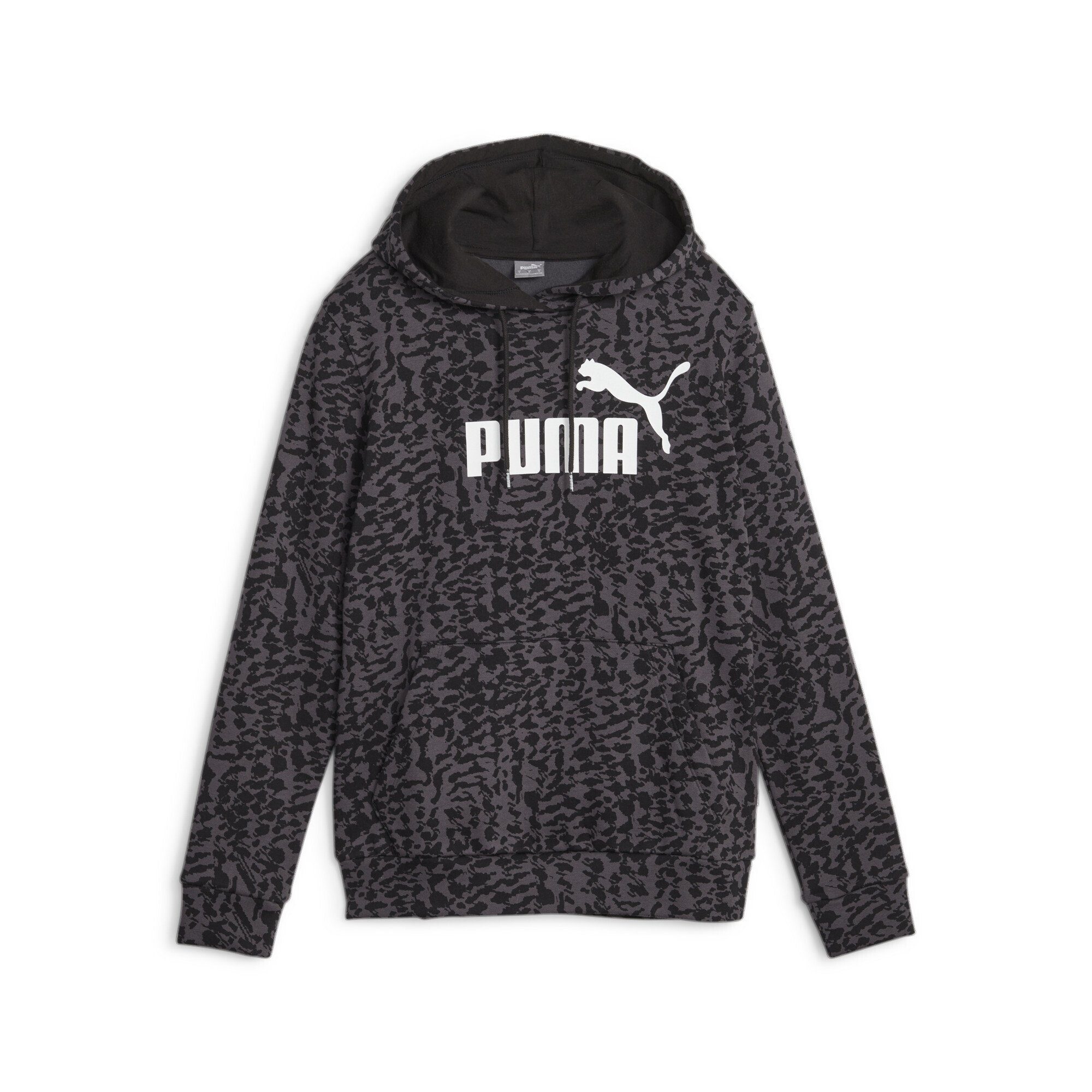Black PUMA ESS+ Hoodie ANIMAL Damen Sweatshirt