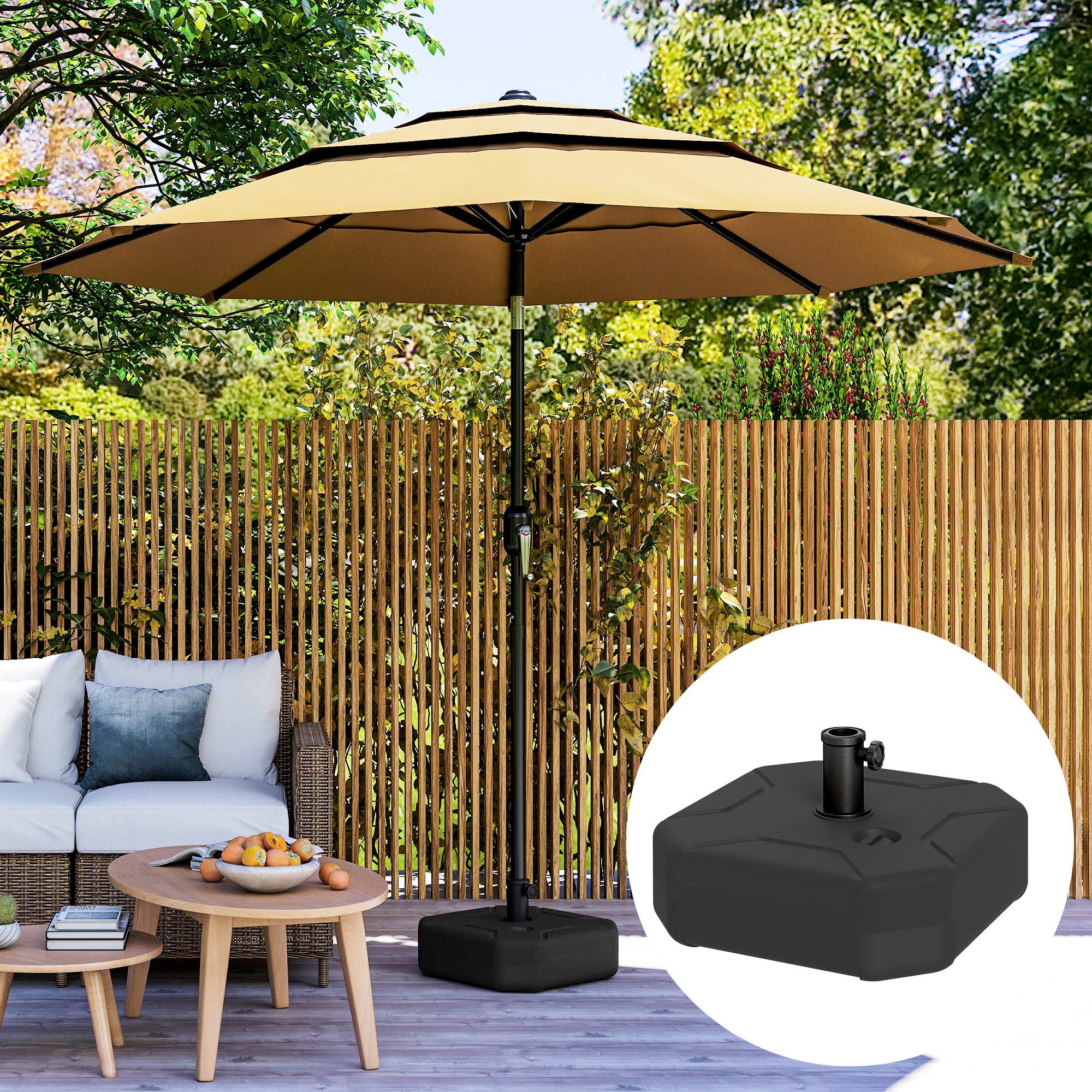 Outsunny Schirmhalter bis 25 kg befüllbar, Quadratisch, für Balkon, Terasse günstig online kaufen