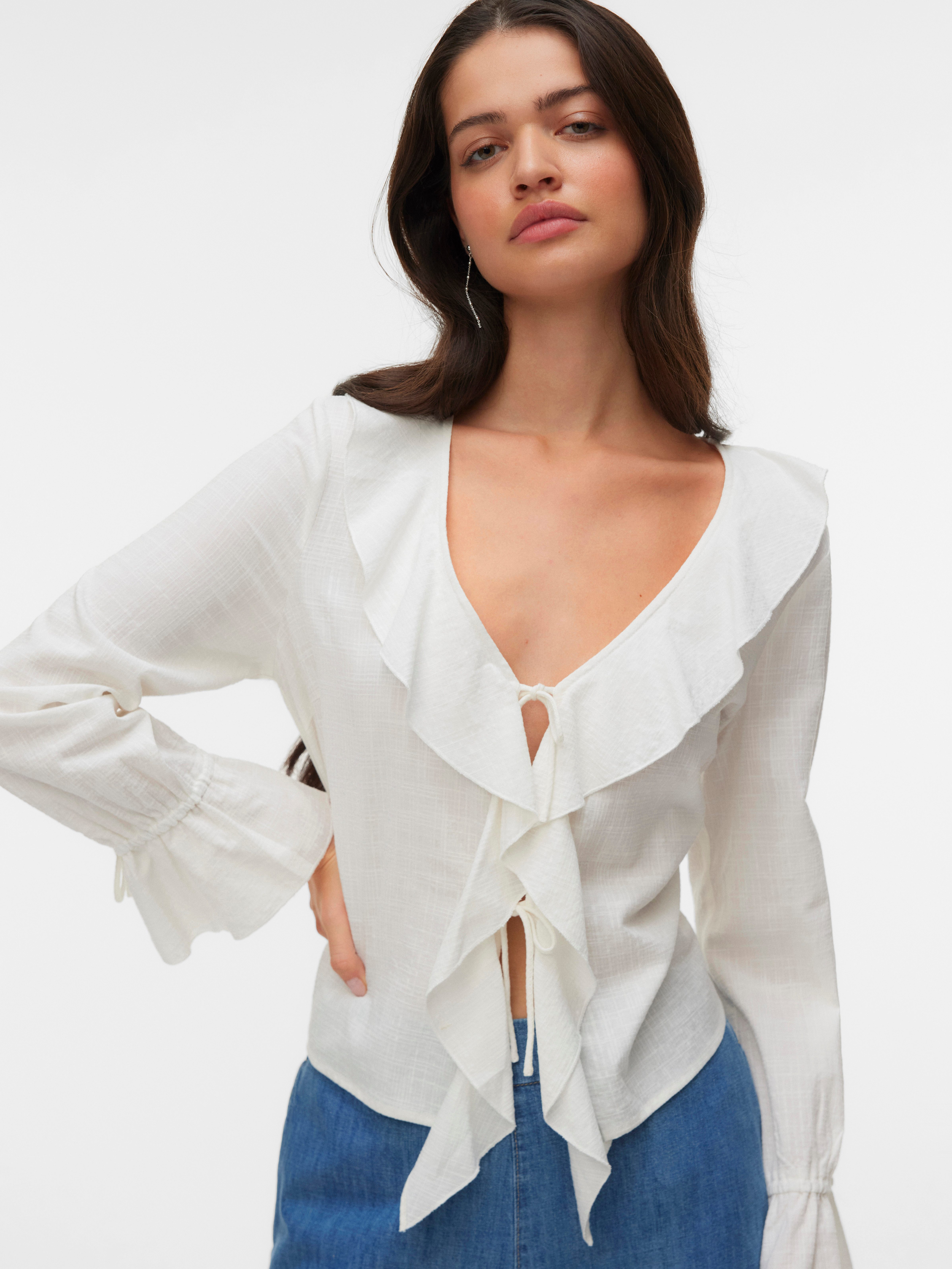 Vero Moda Rüschenbluse VMJAMIE TIE LS TOP WVN