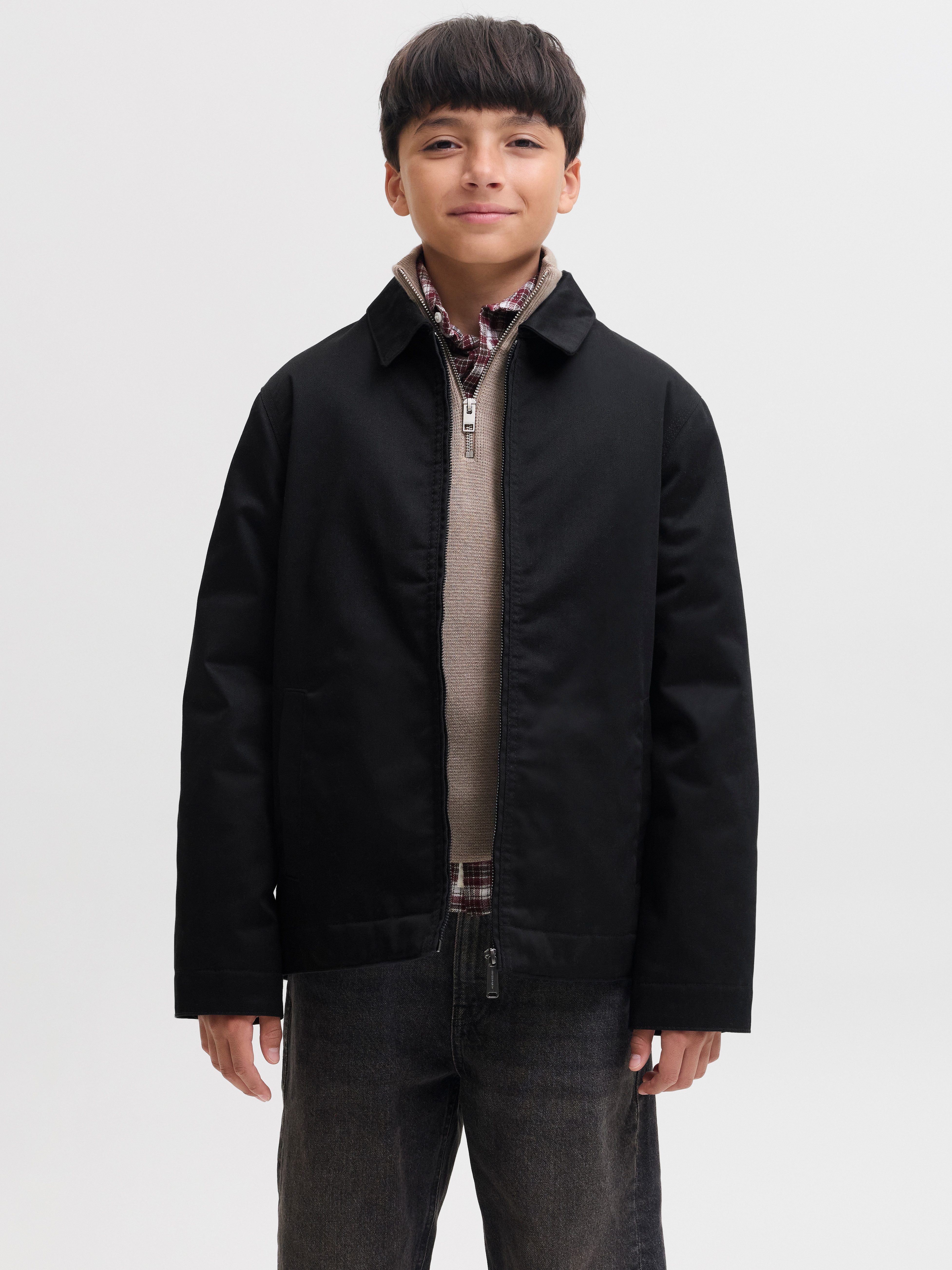 Jack & Jones Junior Kurzjacke JJECOLTON WORKER JACKET JNR Materialmix, mit Reißverschluss