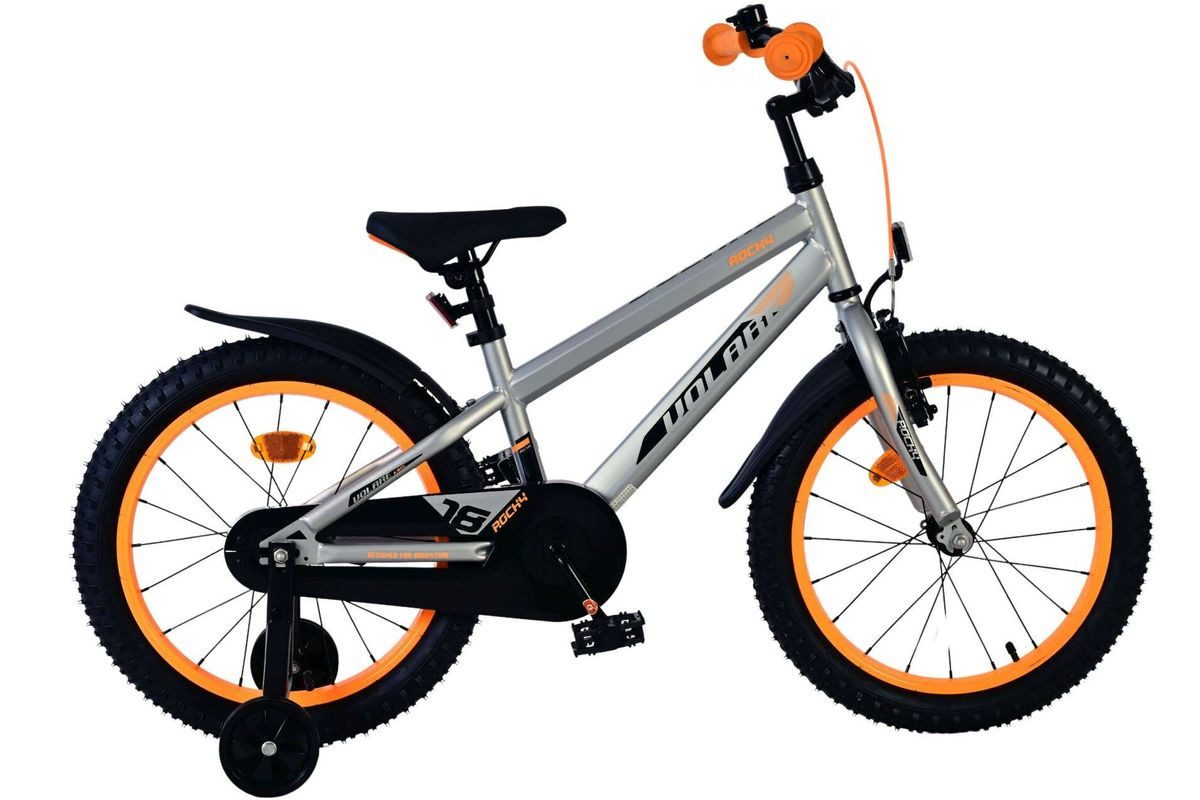 Volare Kinderfahrrad 18 Zoll Kinder Fahrrad Kinderfahrrad MTB Rad Bike Rocky Grau 51853, 1 Gang, Rücktritt, Seitenständer, Schutzbleche, Kettenschutz