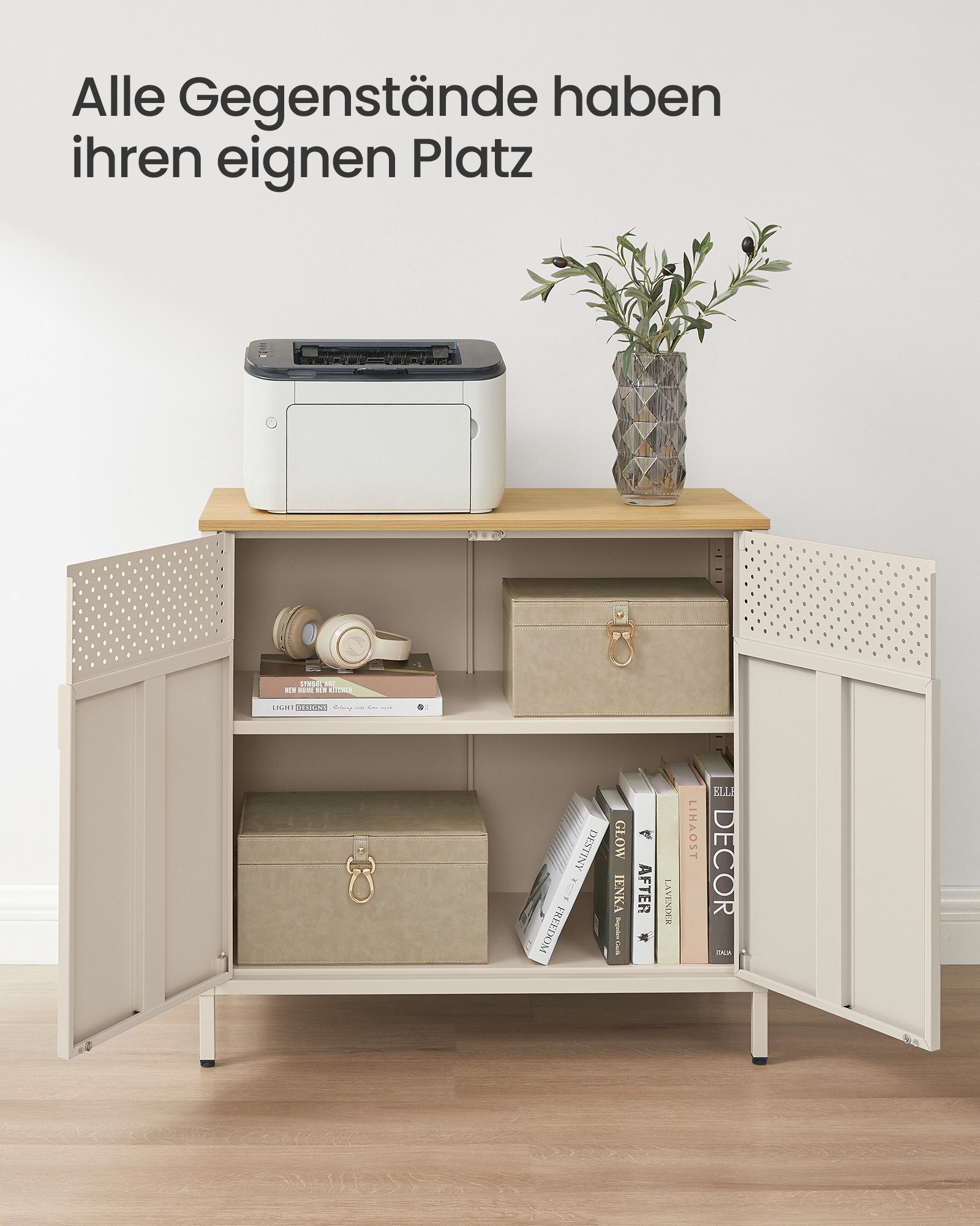 SONGMICS Aktenschrank Aktenschrank Küchenschrank, Metallschrank, Magnetverschluss verstellbare Einlegeböden, Stahlgestell – Bild 4 von 5