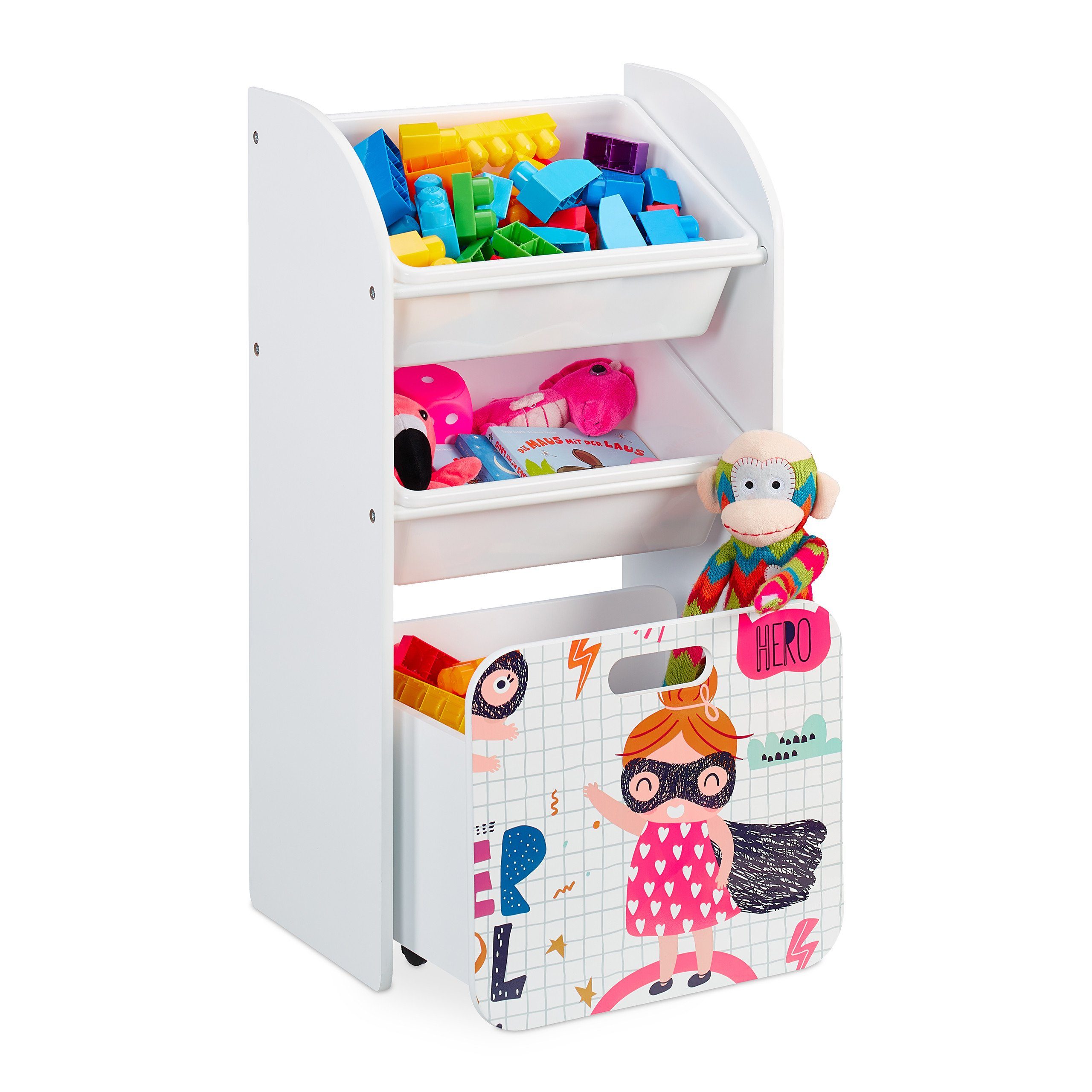 relaxdays Standregal Schmales Kinderregal mit Heldin Motiv günstig online kaufen