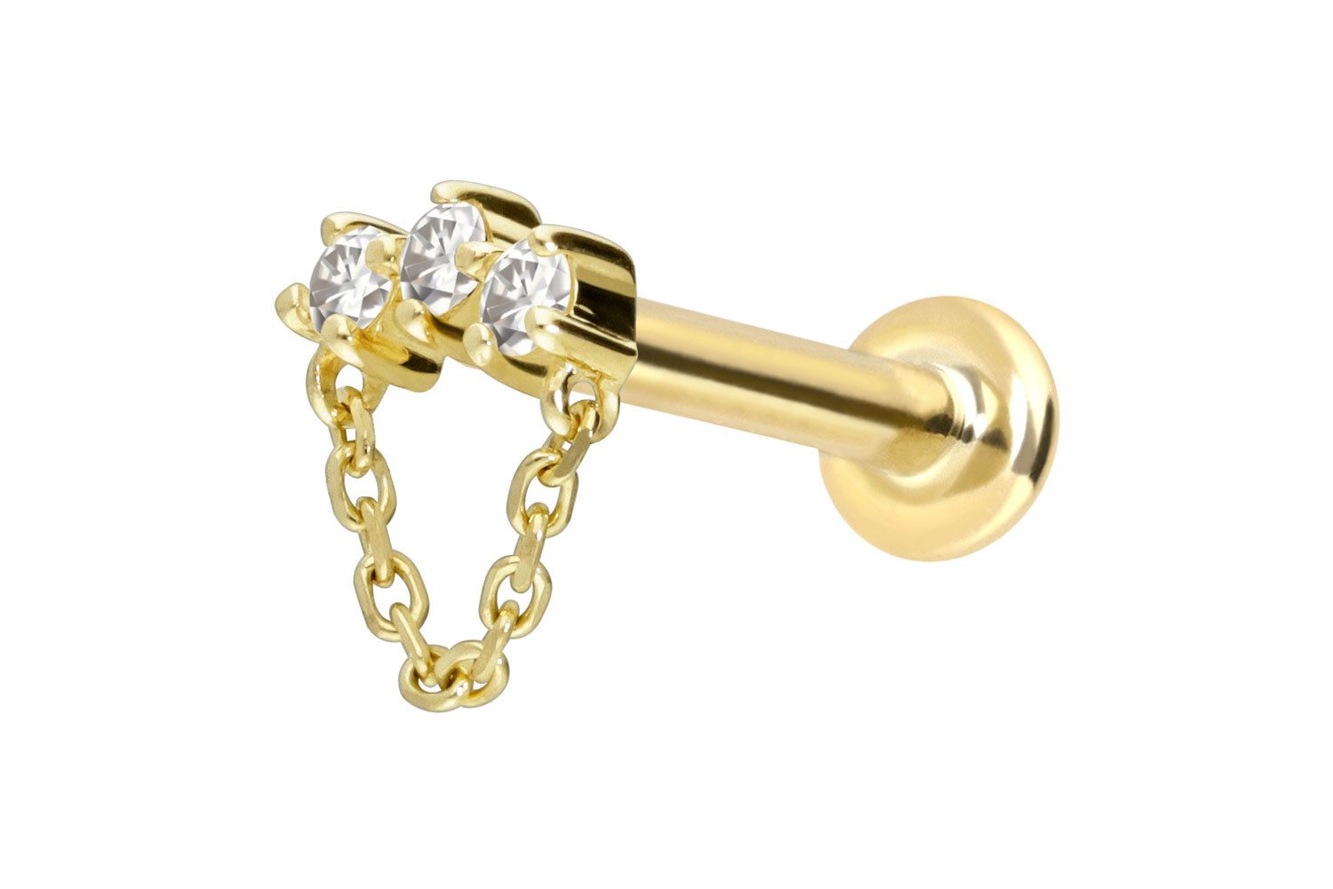 PIERCINGLINE Piercing-Set 14 Karat Gold Labret mit Push Fit MOISSANIT-BOGEN günstig online kaufen