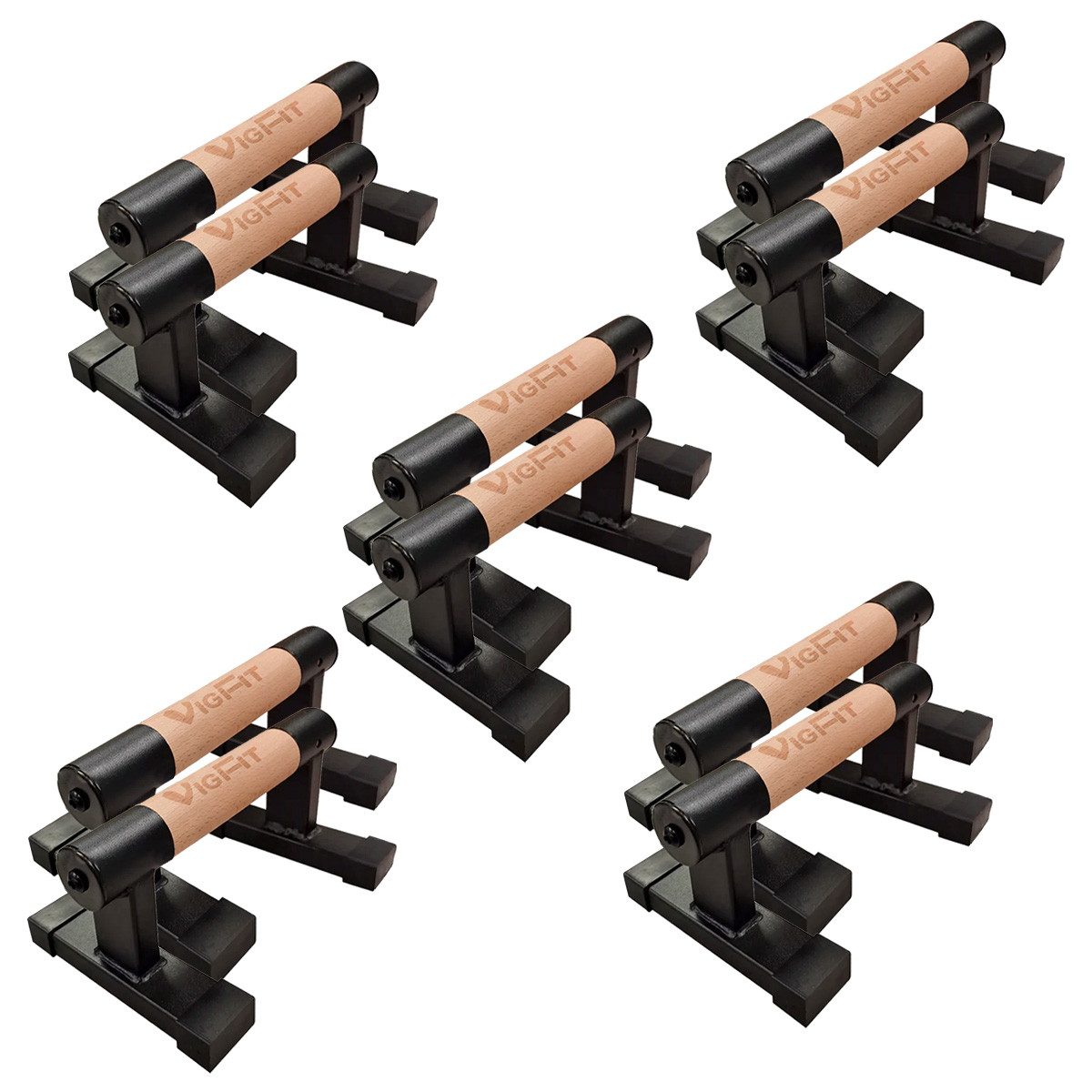 Divit Halter 5er-Set Parallettes Paar LG12 Liegestützgriffe Holz Push Up Stand Bar