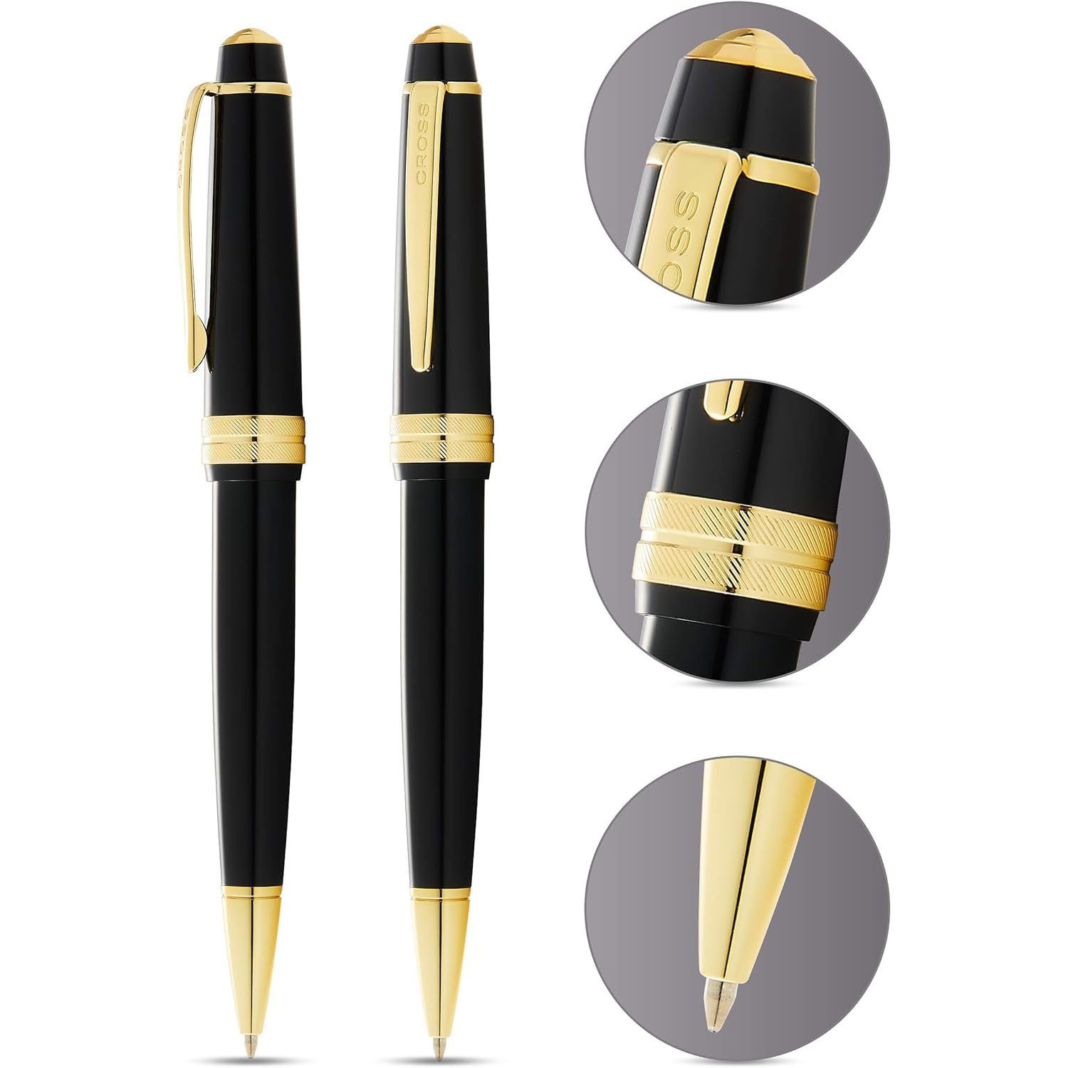 CROSS-USA Kugelschreiber CROSS Kugelschreiber Bailey Light Schwarz-Lack/Gold, aus Kunststoff