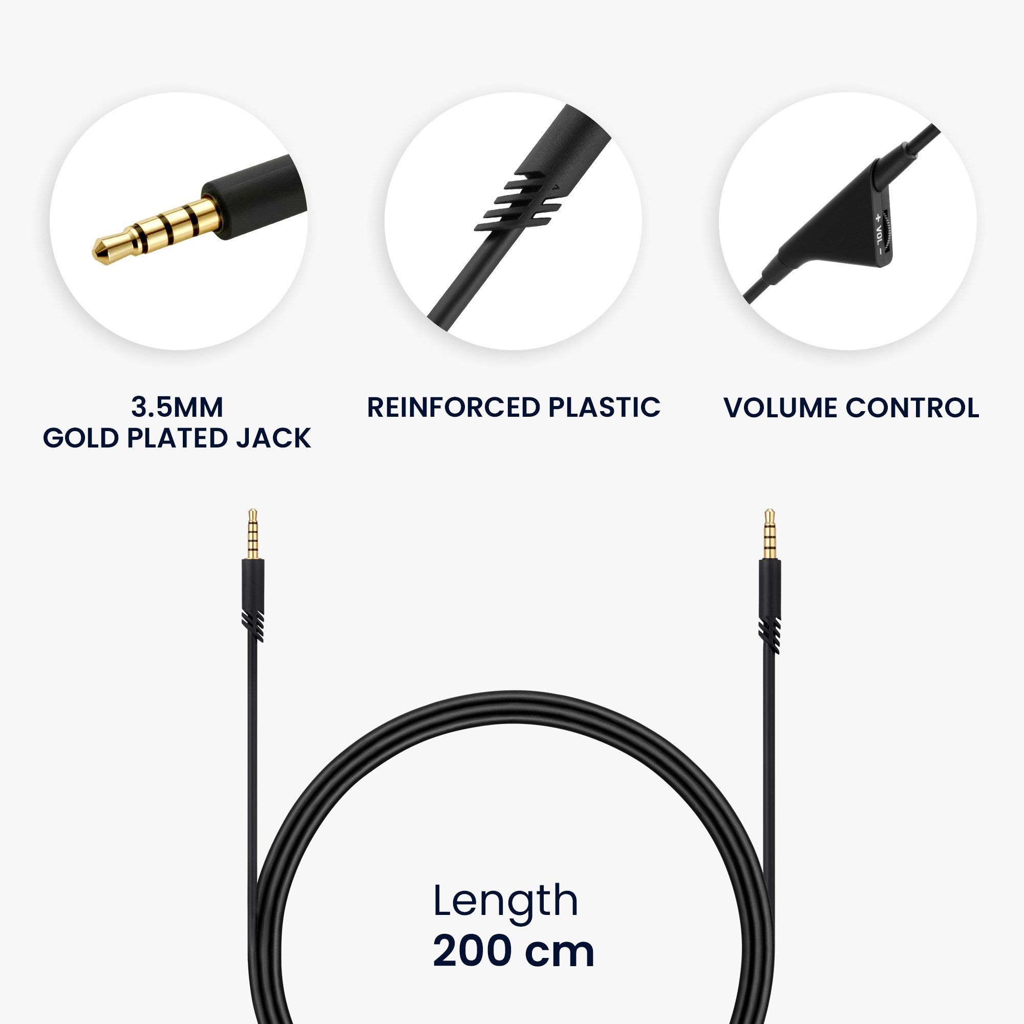 kwmobile Kopfhörerkabel für Logitech Astro A50 / A40TR / A40 / A30 / A10 Audio-Kabel, (24.00 cm), AUX Klinke Ersatz Kabel – Bild 4 von 5