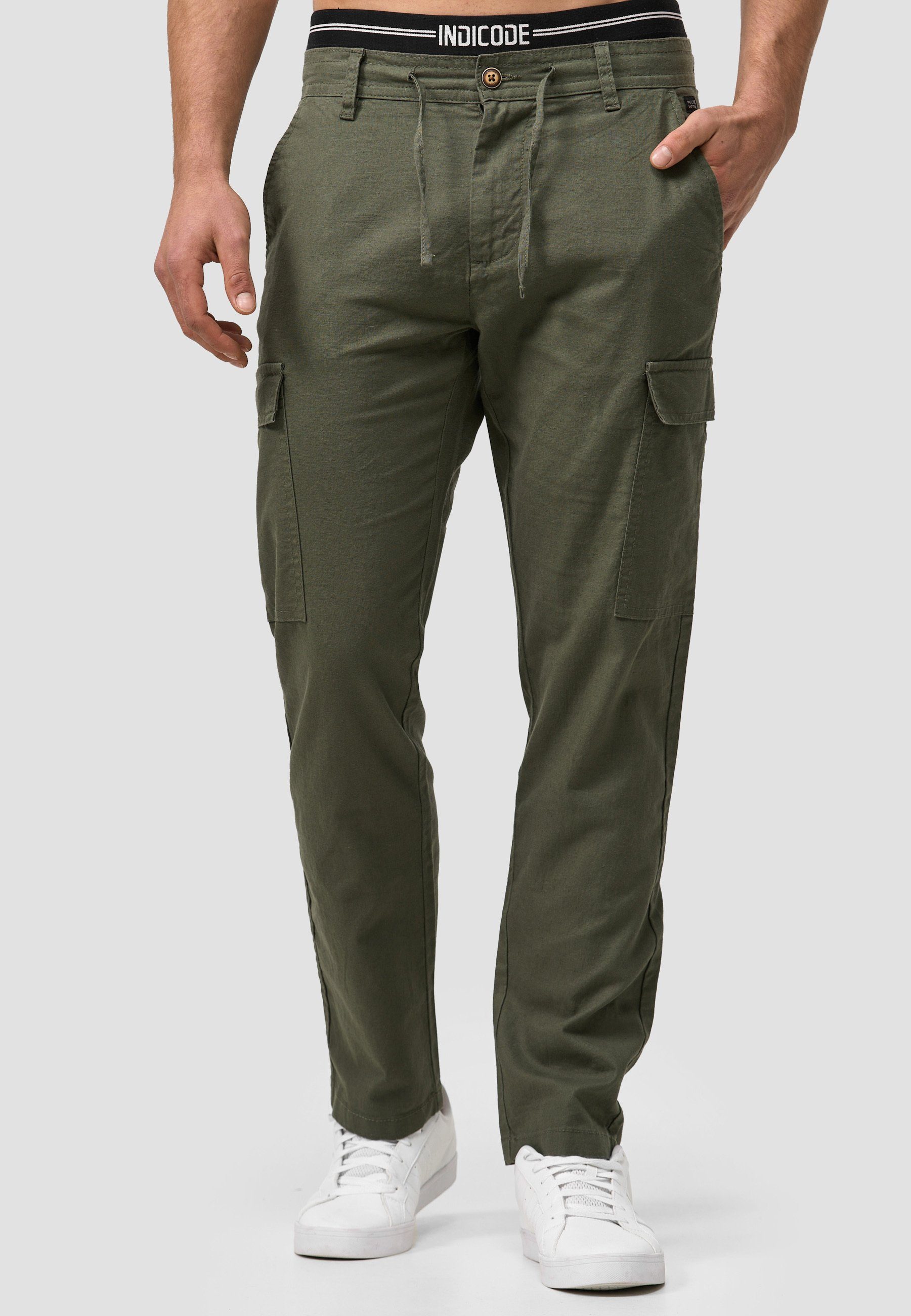 Indicode Leinenhose Leonardo mit aufgesetzten Taschen günstig online kaufen