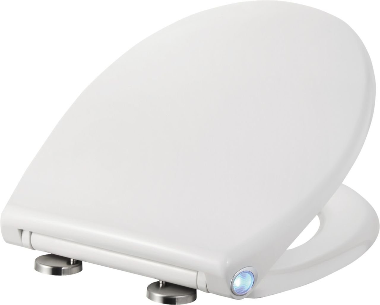 Primaster WC-Sitz Primaster WC-Sitz mit LED-Beleuchtung &, Abnehmbar Absenkautomatik Beleuchtet Edelstahlscharniere