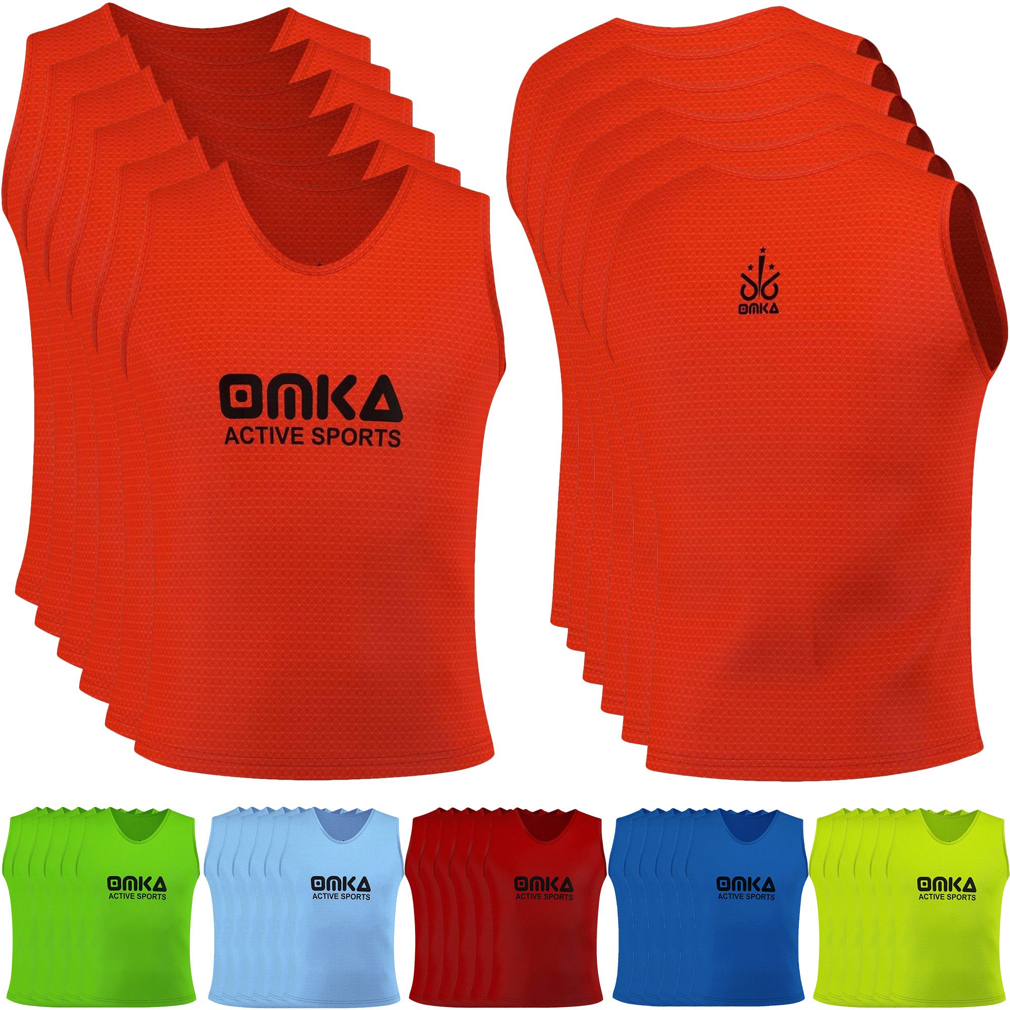 OMKA Trainingsleibchen OKLB01 6er Pack (Spar-Set, 6er-Pack) 6er Set OMKA Fußball Leibchen Trainingsleibchen