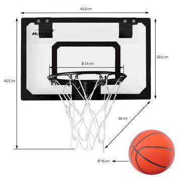 Hauki Basketballkorb Basketballständer aus Metall für Indoor / Outdoor Basketballtraining (4-St), Set 3 Bälle Ø16cm Netz Pumpe 58x40cm Weiß tragbar