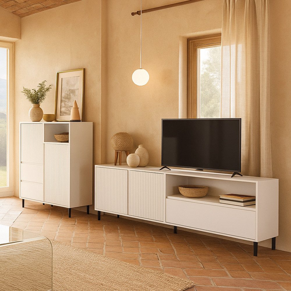 Lomadox Wohnwand AMELIA-129, (2-St., Highboard Lowboard), Highboard Lowboar günstig online kaufen