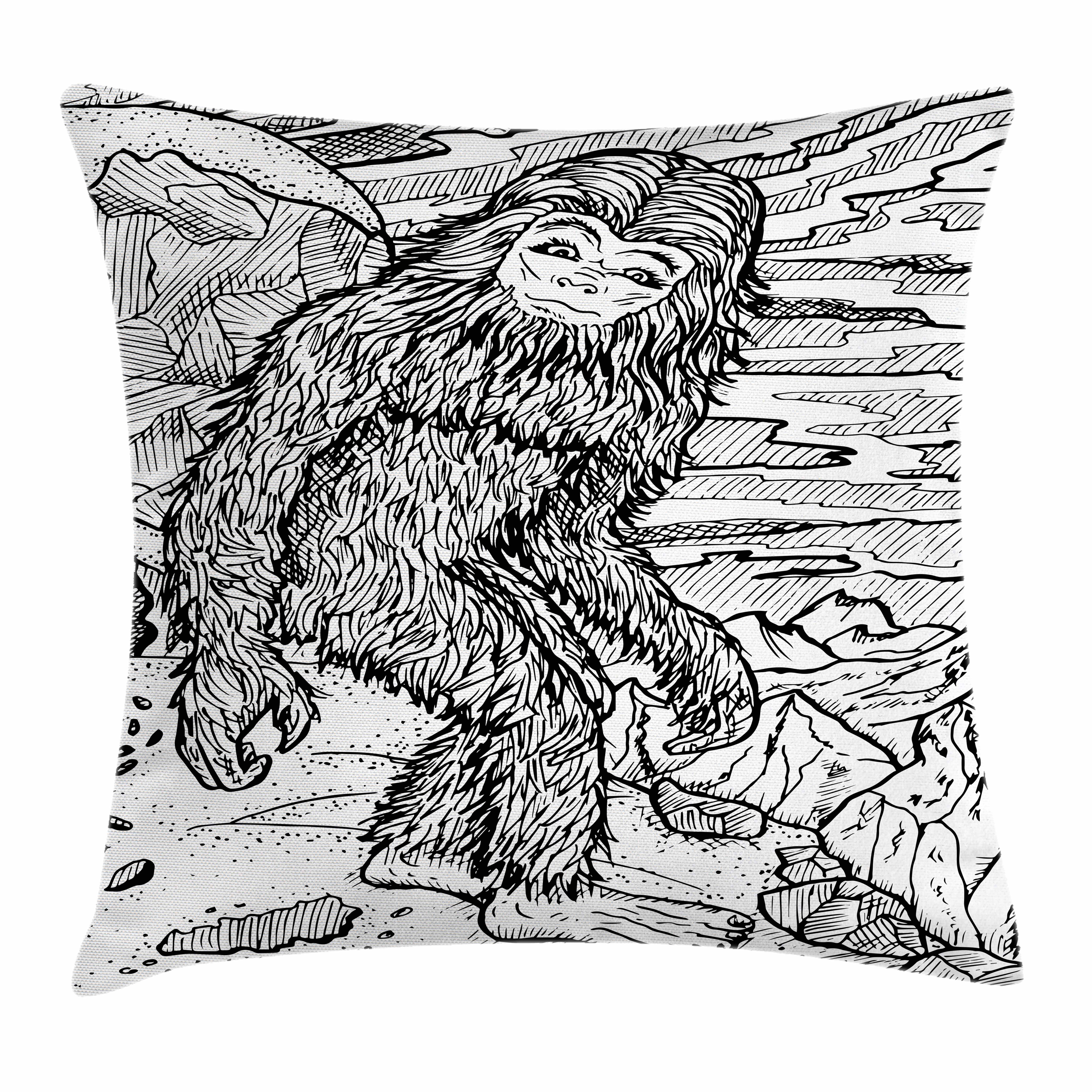 Kissenbezüge Reißverschluss Kissenhülle mit Farbfesten Farben Beidseitiger Druck, Abakuhaus (1 Stück), Bigfoot Mythische Yeti Creature