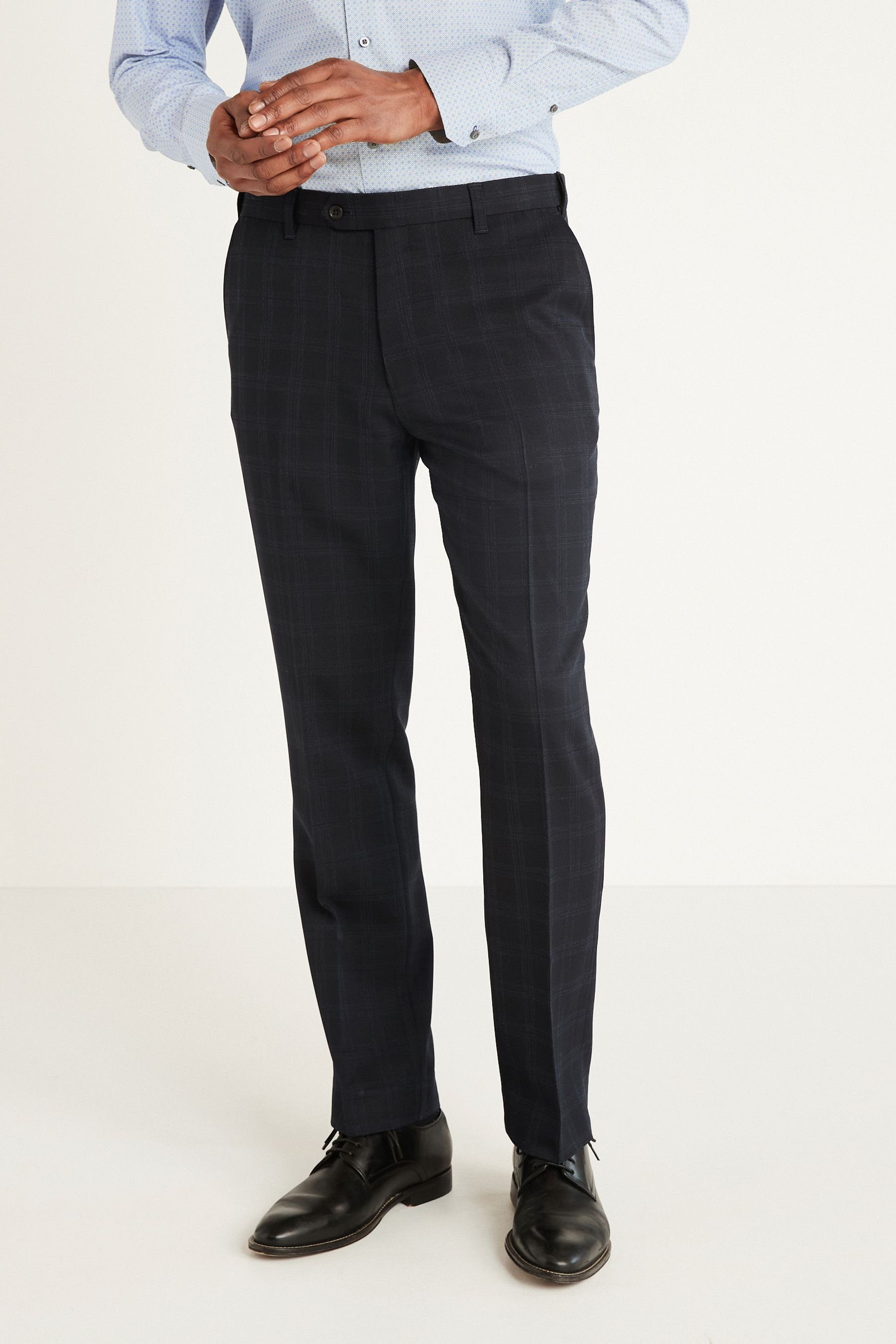 Next Stoffhose Karierte Hose (1-tlg) Navy Blue