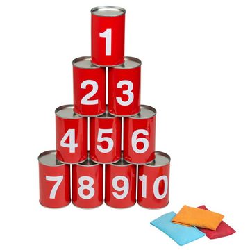 Idena Spiel, Idena 40189 - Spiel-Set Dosenwerfen mit 10 nummerierten Metall-Dosen
