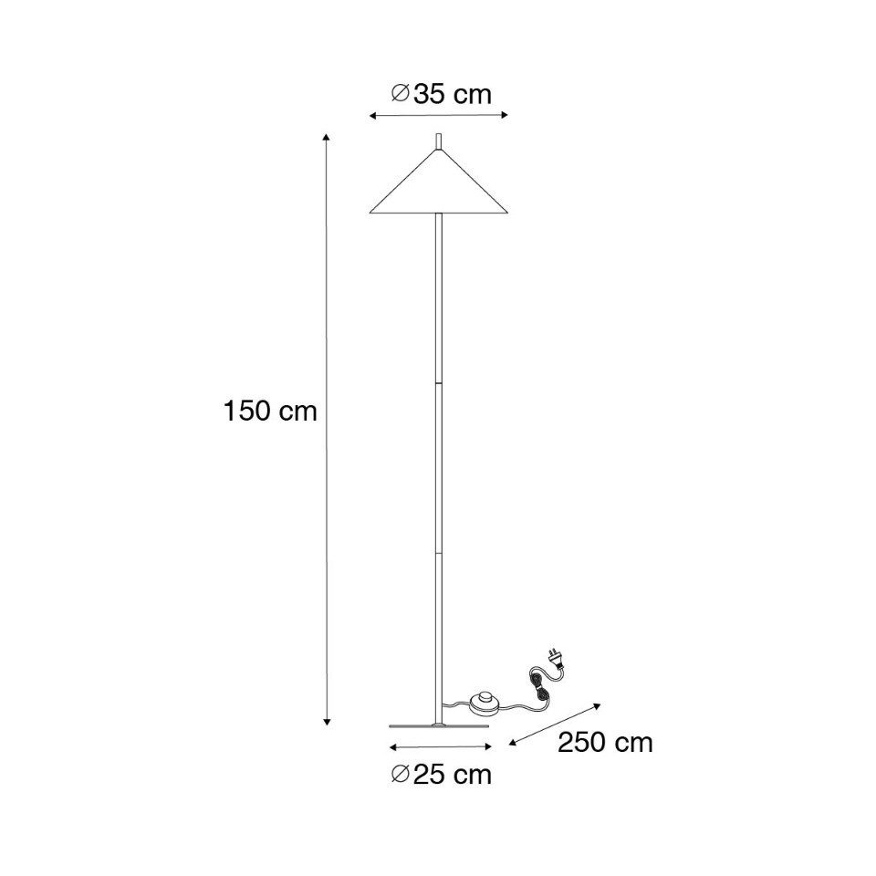 Qazqa Stehlampe Triangolo, ohne Leuchtmittel, Warmweiß, QAZQA Stehlampe, e27, Gelb, Stahl, Design