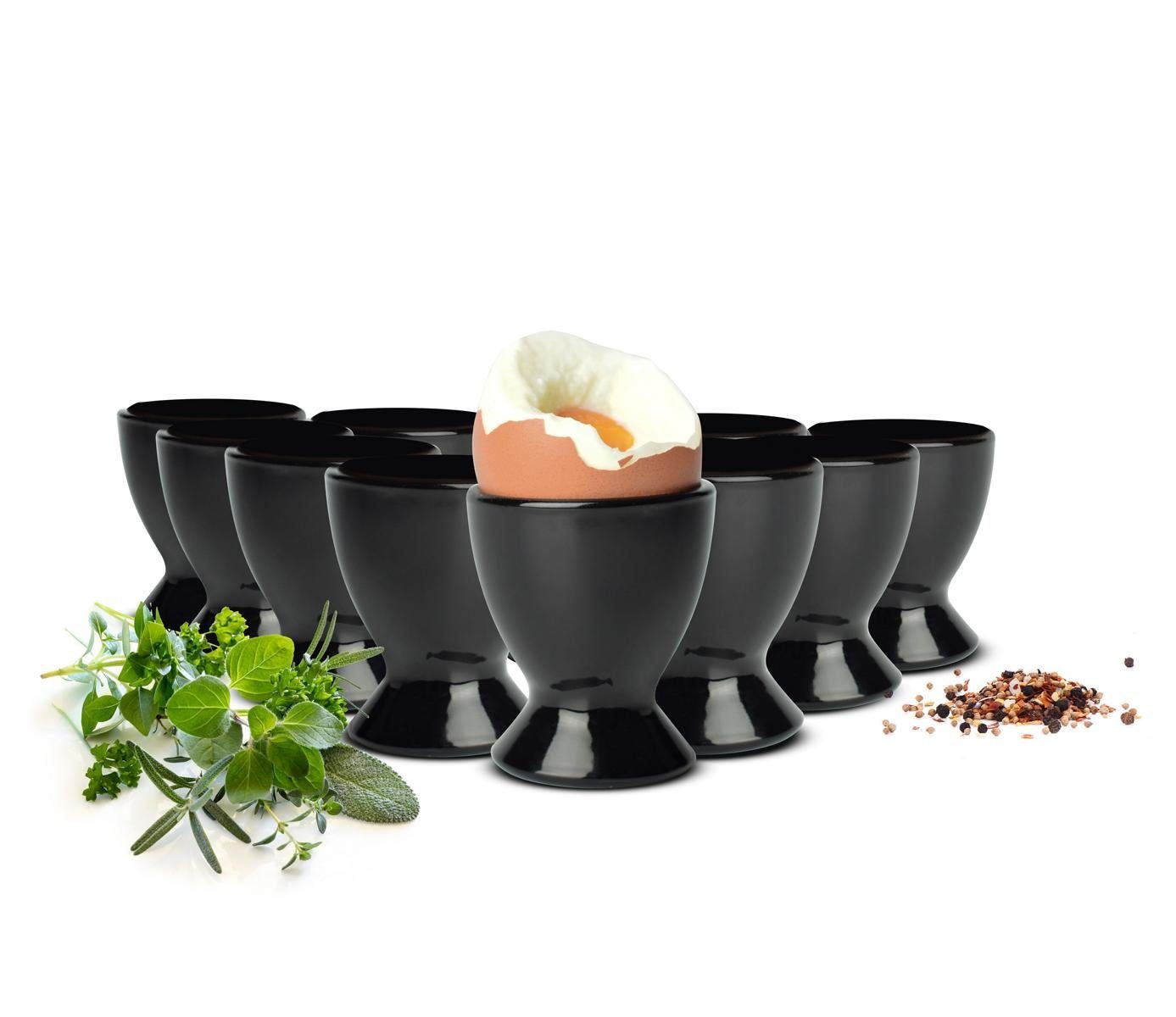 Sendez Подставки для яиц 6 schwarze Подставки для яиц aus Glas Eierständer Eierhalter Glaseierbecher