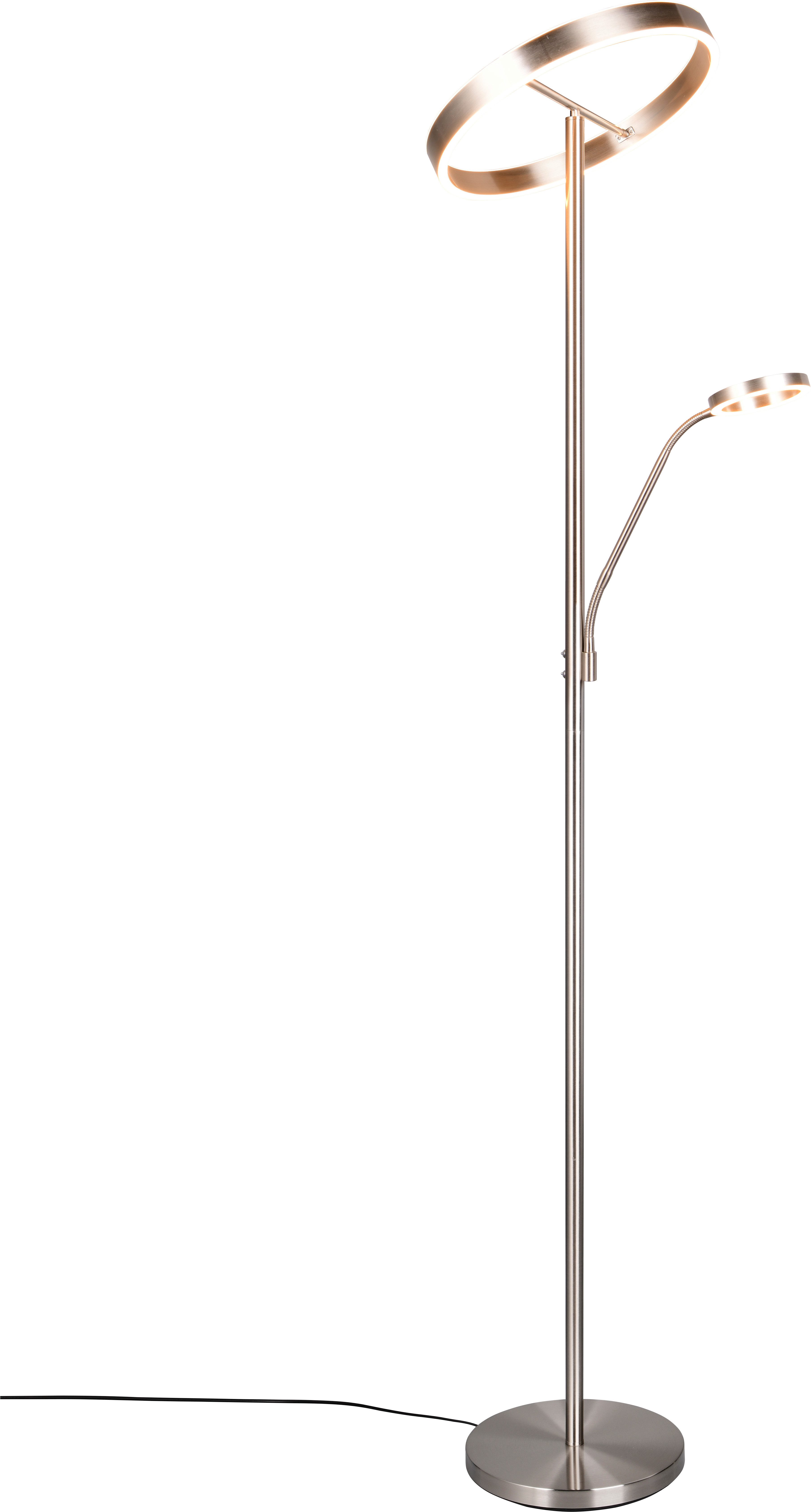 TRIO Leuchten LED Stehlampe WILLIS, Stehleuchte mit Lesearm, Touch Dimmer, CCT 2700-3200-4000K, Dimmfunktion, Lesearm, getrennt schaltbar, LED fest integriert, Farbwechsler, Höhe 180cm, Fluterkopf und Lesearm schwenkbar, Fluter mit Leselicht
