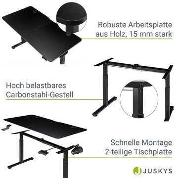 Juskys Schreibtisch Office Stand, 120 x 60 cm, elektrisch verstellbar, Headset-Halterung, Kabelführung