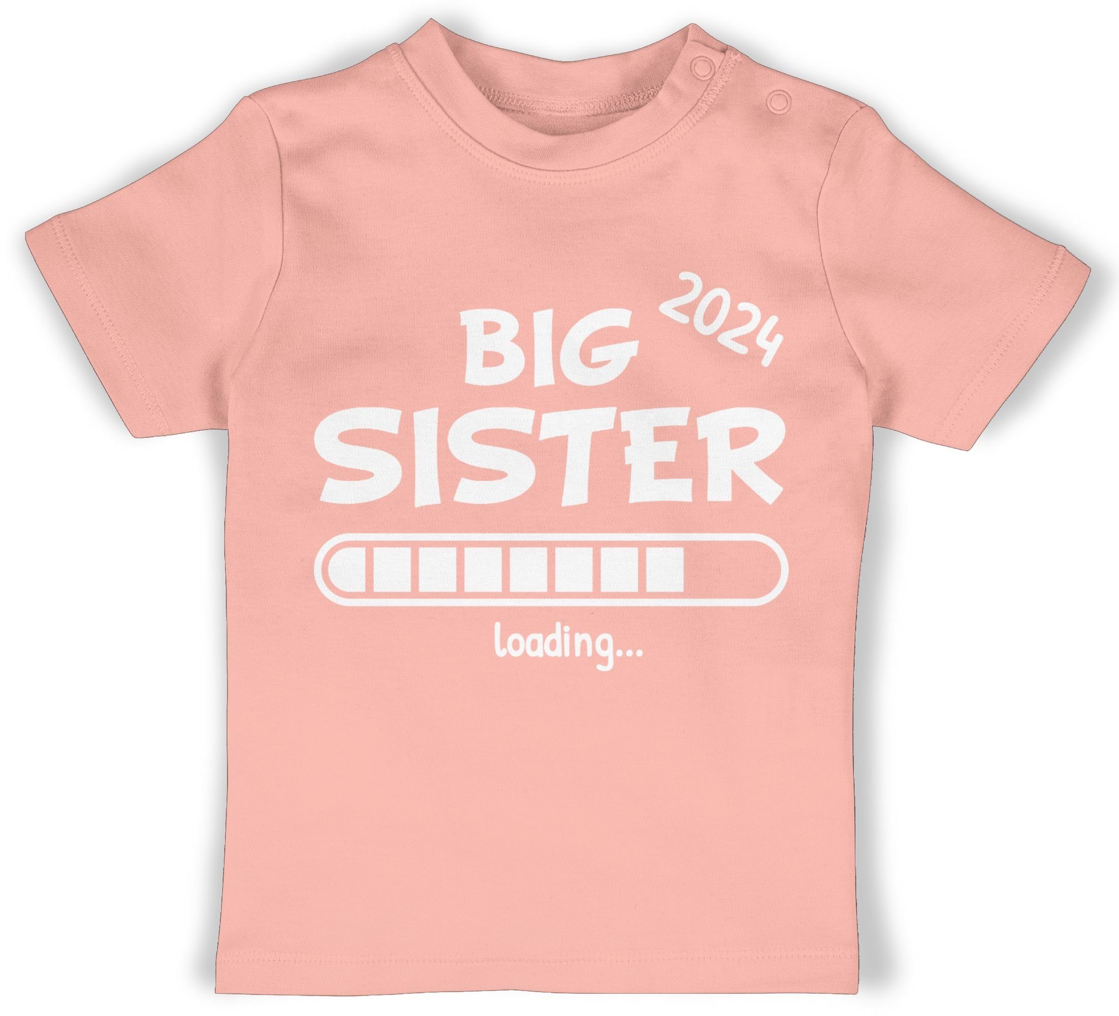 Shirtracer T-Shirt Big Sister 2024 loading Geschwister Bruder und Schwester 1 Babyrosa | T-Shirts