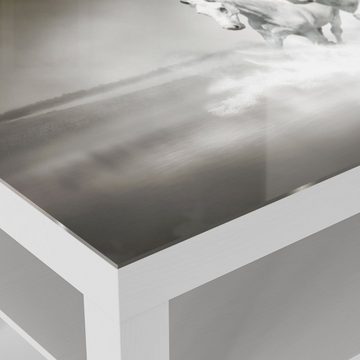 DEQORI Couchtisch 'Weiße Araber im Wasser', Glas Beistelltisch Glastisch modern