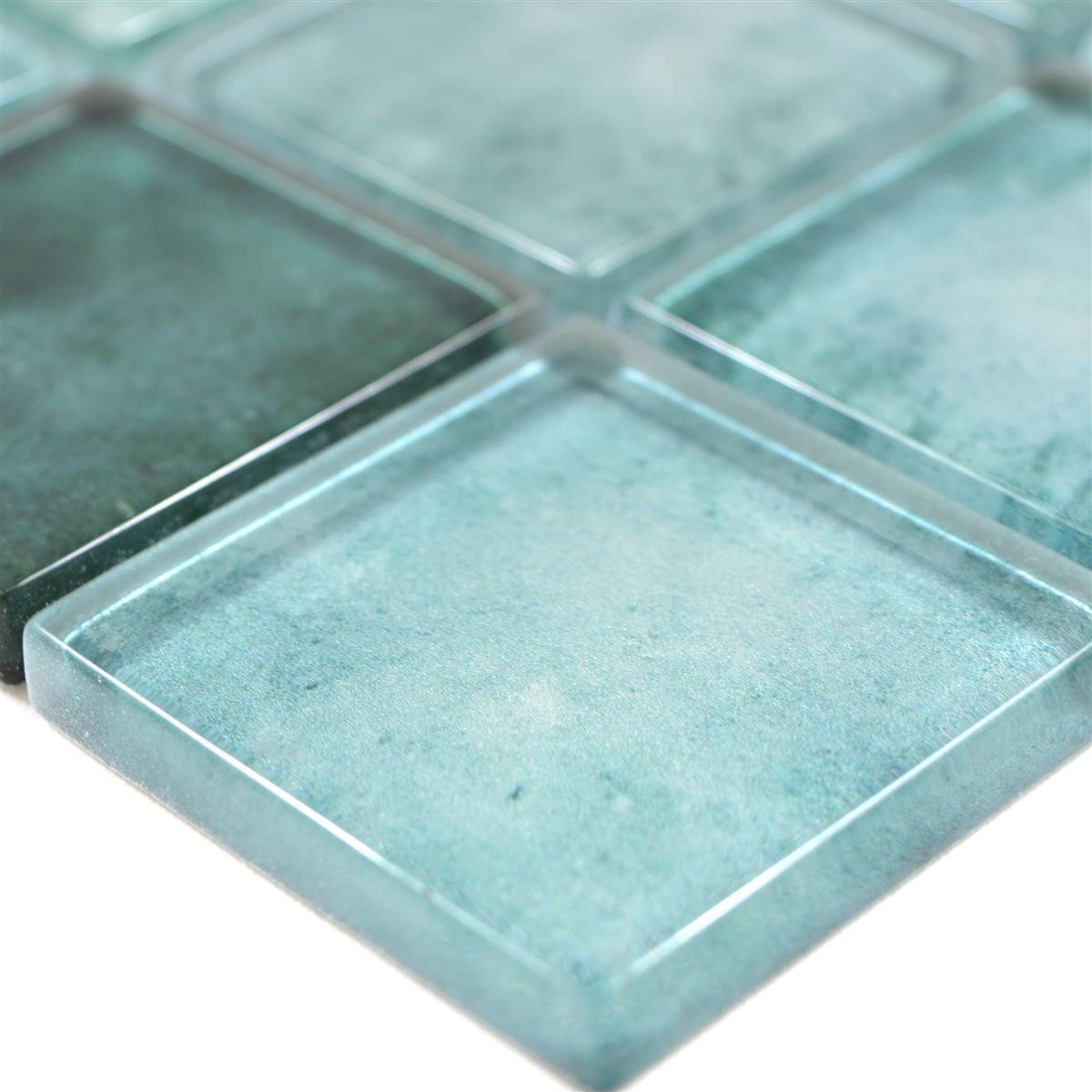 Mosafil Mosaikfliesen Glasmosaik Fliesen Clementine, Glas 30.000x30.000, grün-bunt, Verlegefertig auf ein Netz geklebt - Wasserfest