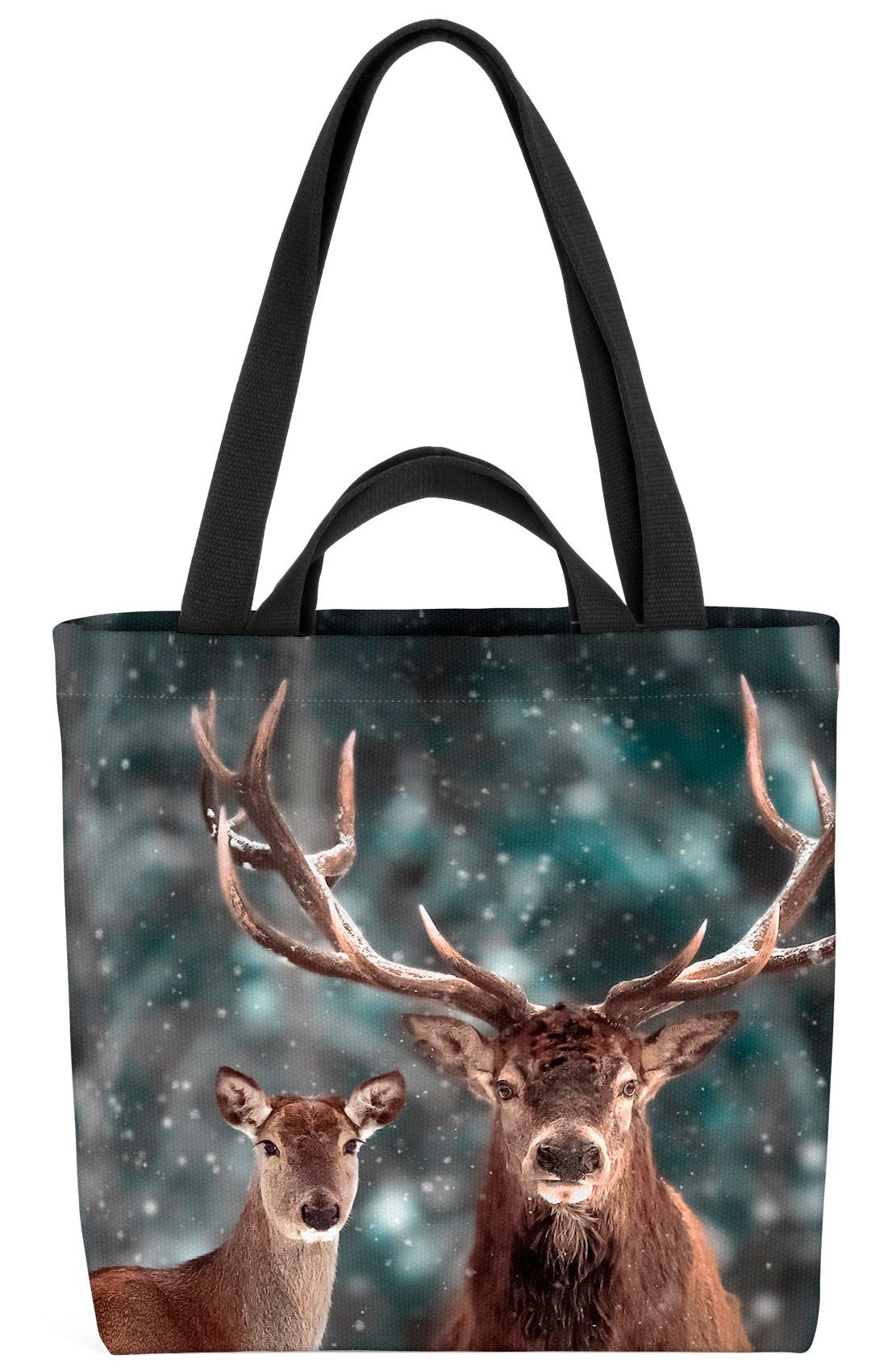 Reh Henkeltasche Hirsch Schne (1-tlg), Edelhirsch Damhirsch VOID Rothirsch Wildreh Winter Geweih