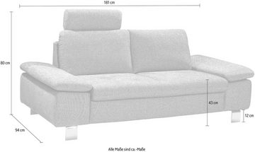 DELA Design 2-Sitzer Fiodora, inkl 2 verstellbarer Armlehnen und 1 Kopfstütze