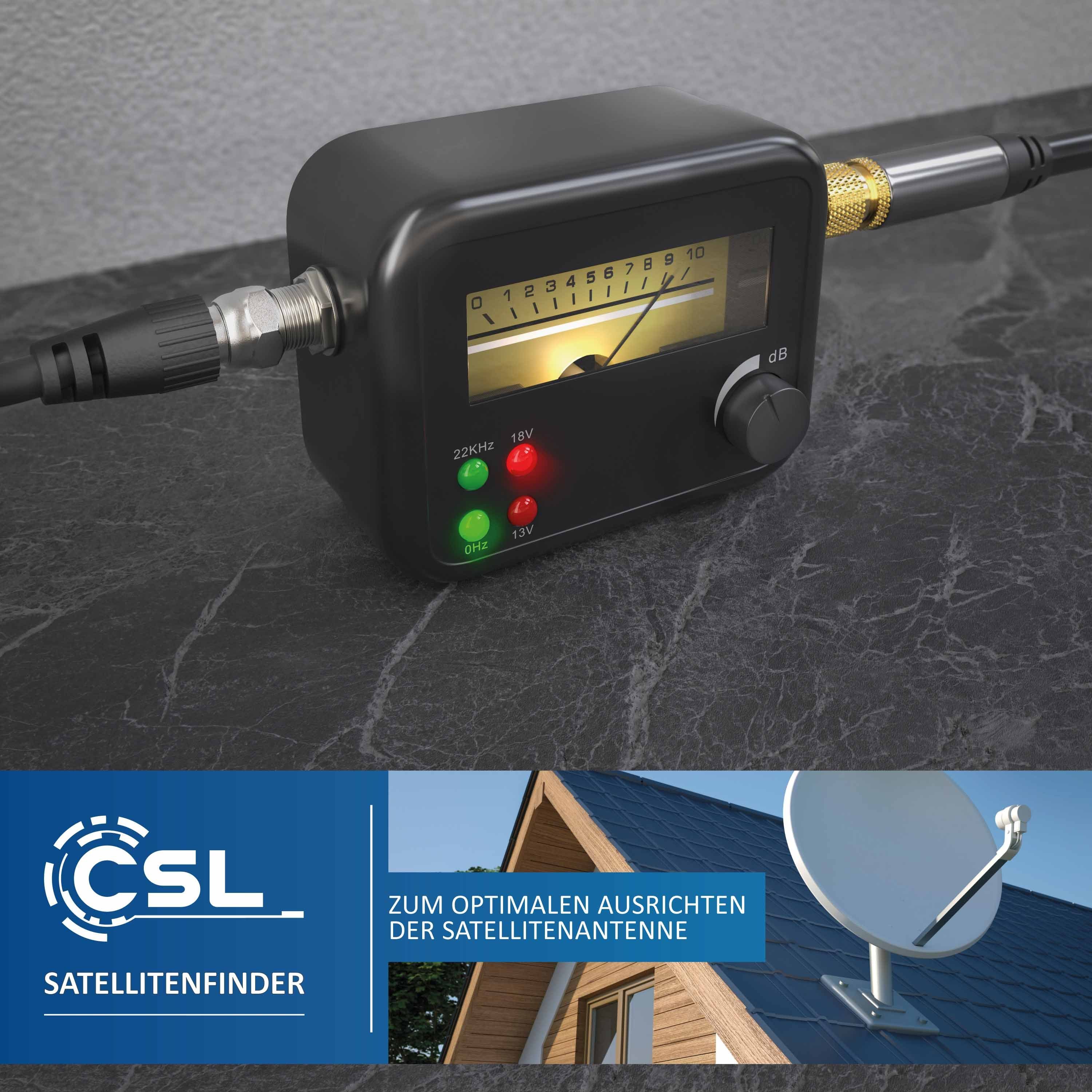 CSL Satfinder, Satellitenfinder mit HD-fähig, Pegelskala, Signalton Zeigeranzeige mit