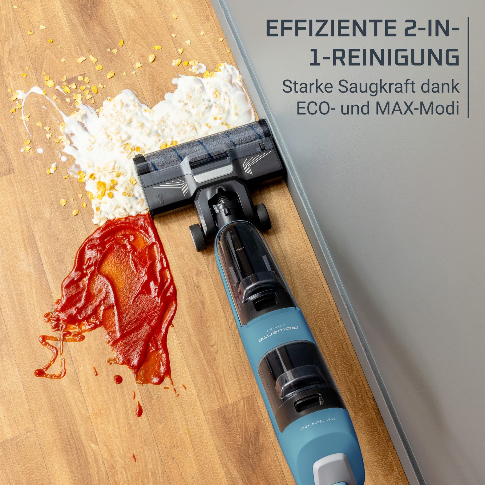 Rowenta Nass-Trocken-Sauger Rowenta X-Clean 2, Saugen und Wischen, LED-Display, ECO- und MAX-Modi, 120 W, beutellos, selbstreinigend, selbstfahrende Walze, geei – Bild 5 von 5