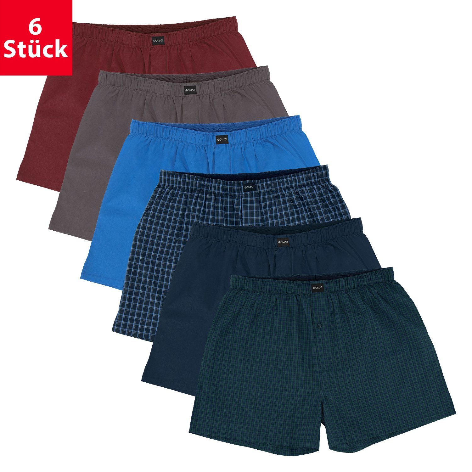 Boxershorts 6er Pack Herren Boxershorts Baumwoll Webboxershorts