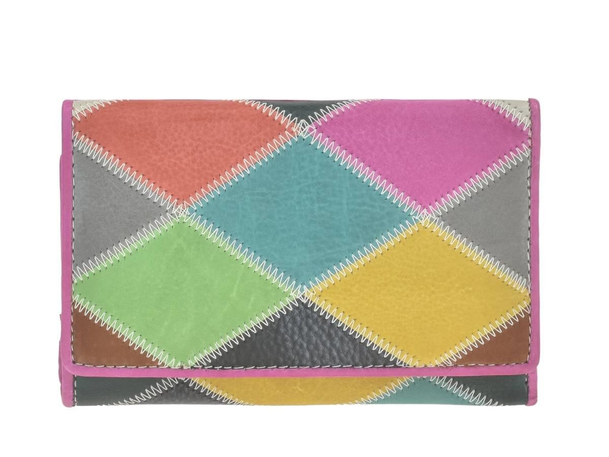 Greenburry Geldbörse "Candy Shop" Portemonnaie Leder bunt 14x9cm, mit 11 Kartenfächern und Reißverschluss-Münzfach