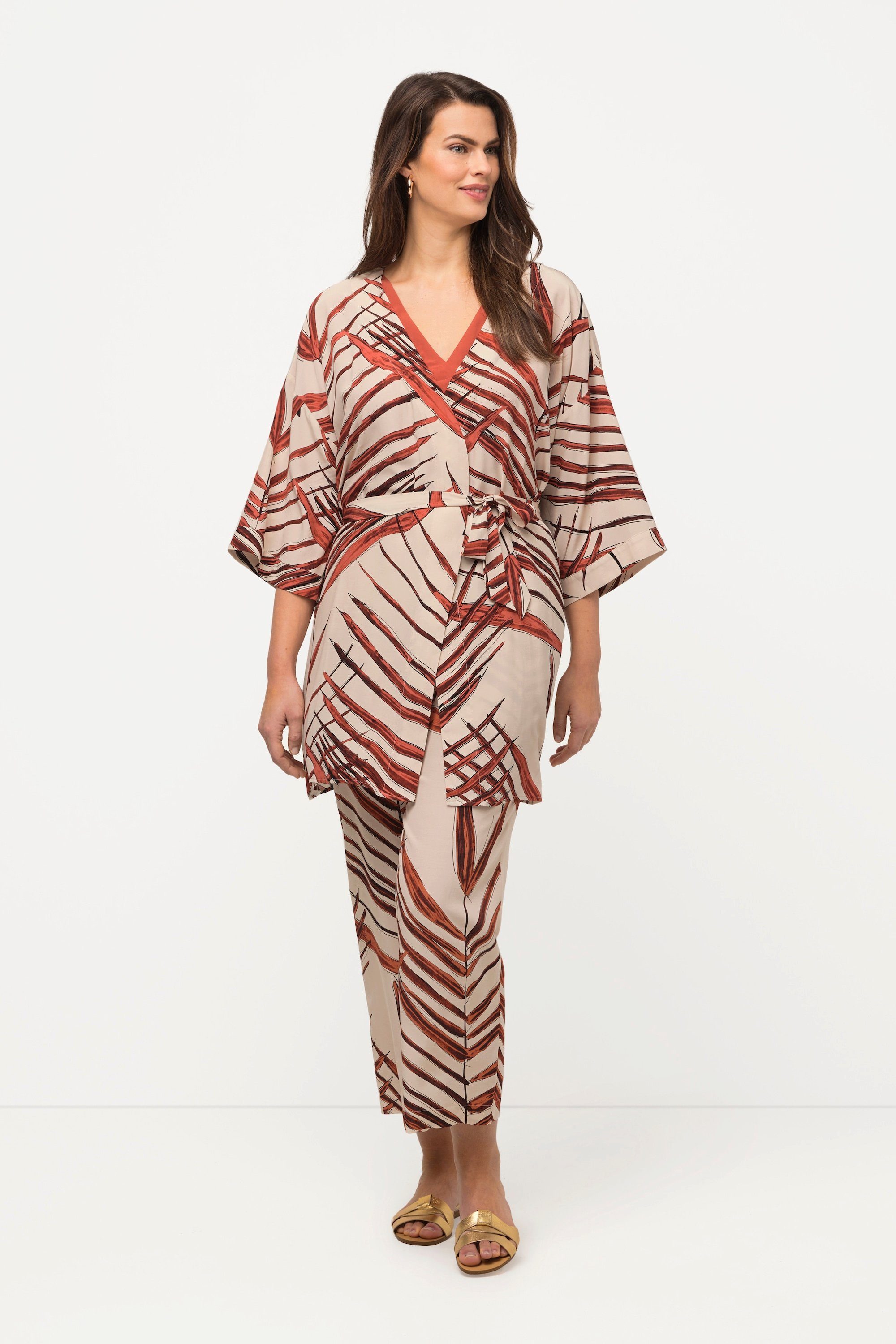 Ulla Popken Longbluse Kimono Palmen offene günstig online kaufen