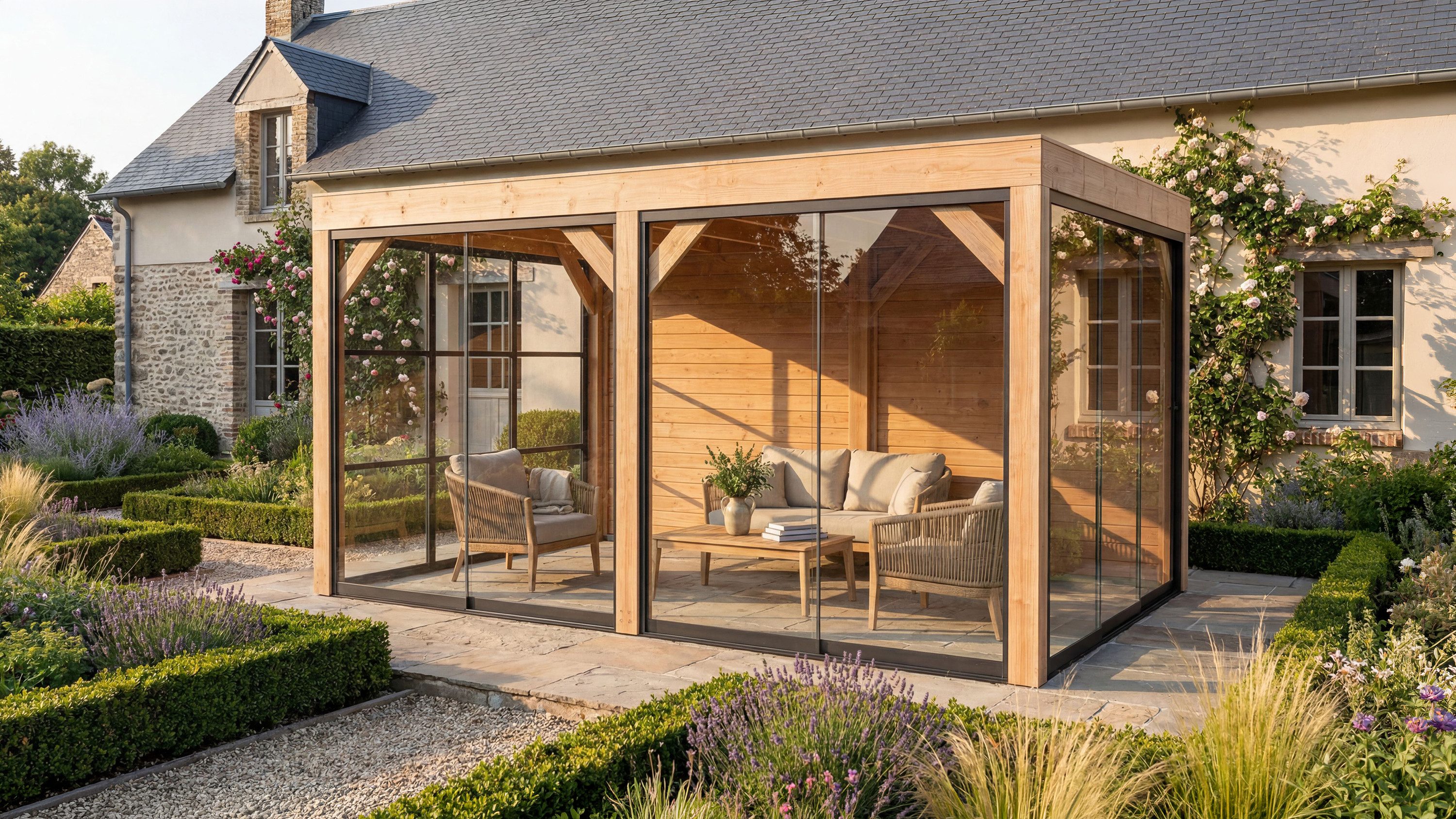 weka Holzpavillon Lumley Lauben-Set Gr. 3.3, mit 3 Seitenteilen, BxTxH: 307x499x245 cm