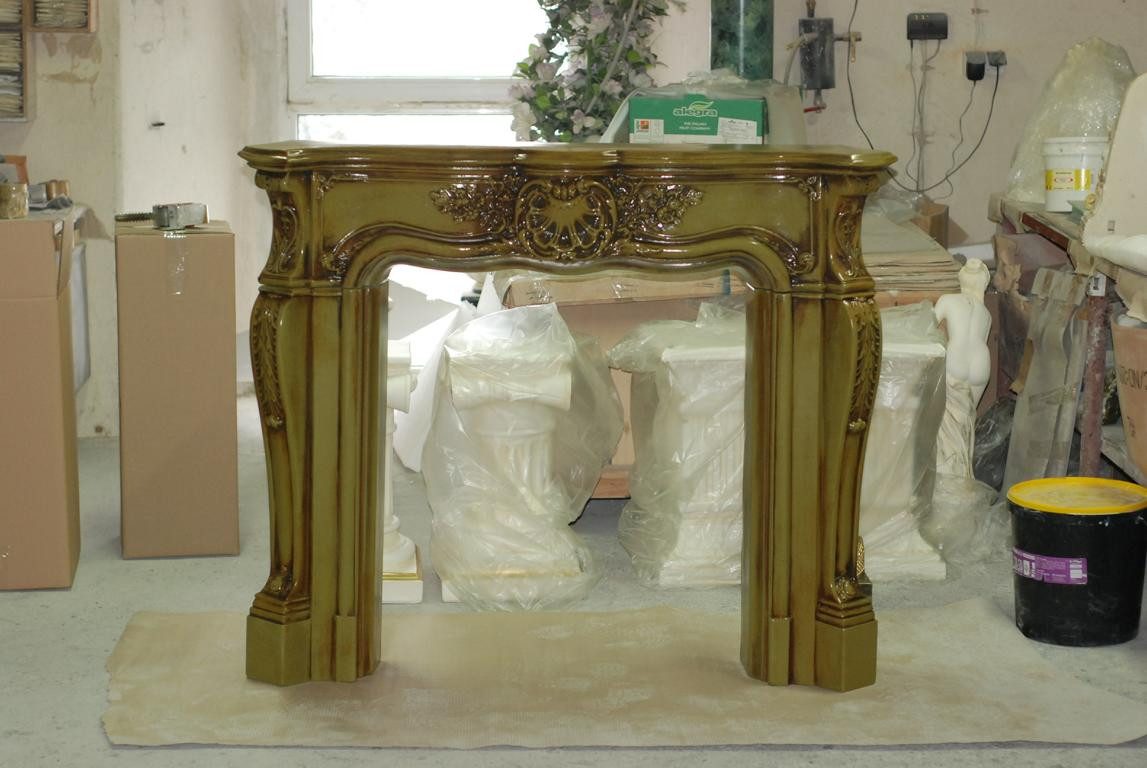Xlmoebel Dekokamin Marmor-Verkleidung für Kaminöfen im eleganten Barock-Stil (1-St., Kamin 116 cm Hoch-Material: Acryl/Stuck), Hergestellt in Europa