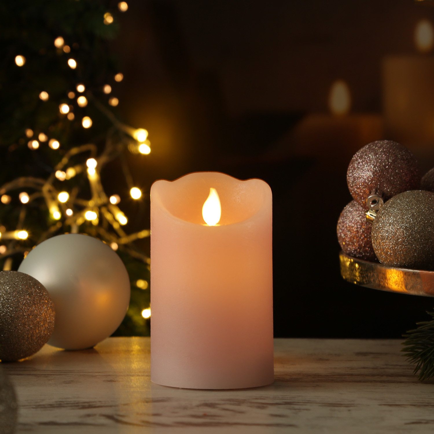 MARELIDA LED-Kerze mit beweglicher Flamme Echtwachs Rustik-Optik H: 12,5cm günstig online kaufen