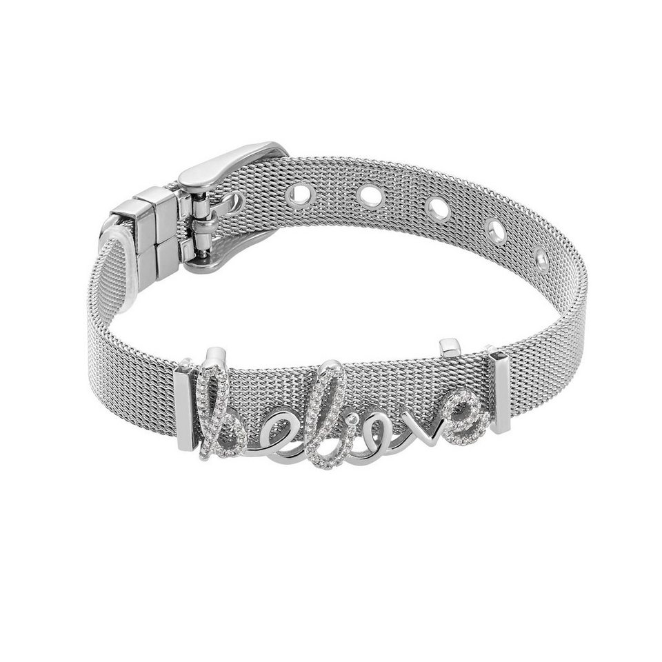 Heideman Armband Mesh Armband Believe poliert (Armband, inkl.  Geschenkverpackung), Charms sind austauschbar