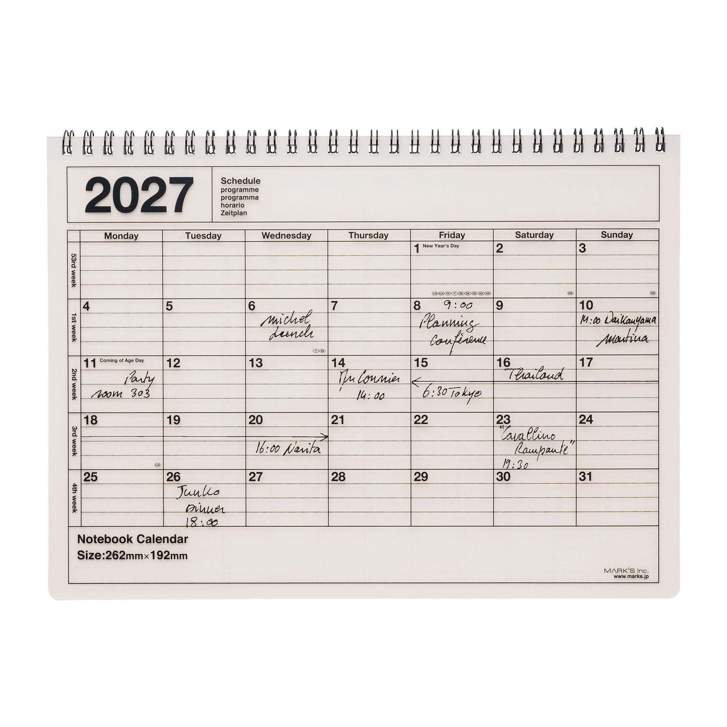 Wandkalender MARK'S 2027 Notebook Calendar M // Ivory