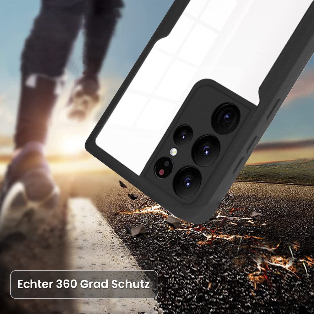 Tec-Expert Handyhülle 360 Grad Hülle für Samsung Galaxy S21 Ultra 5G 6.8 Zoll, 6.8, Rundum Schutz Cover Case Hülle robust