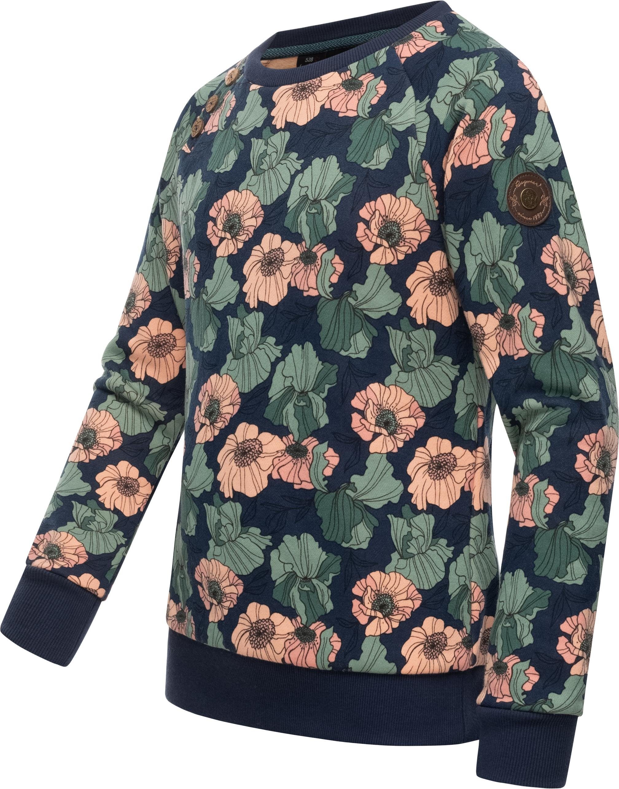 Mädchen Sweatshirt Ragwear Darinka navy Sweater Freesia Blumenmuster mit stylisches