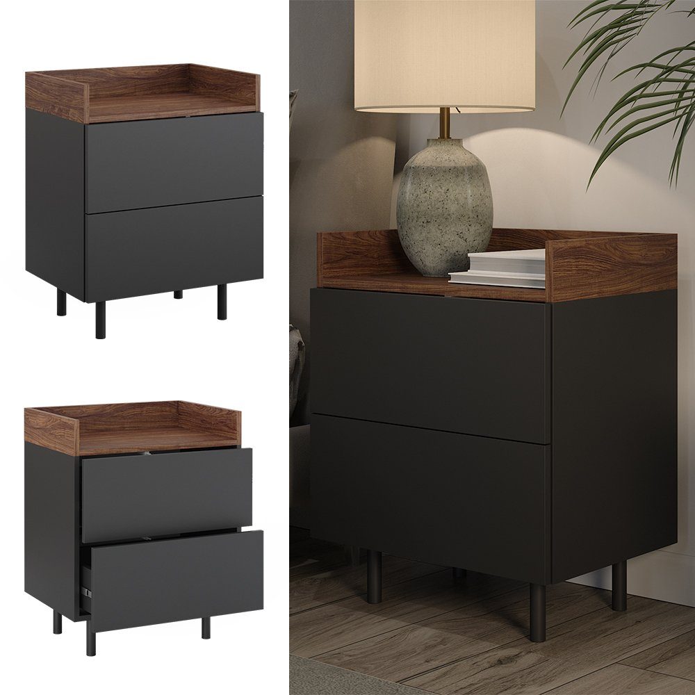 Vicco Nachtschrank Anika, Anthrazit/Nussbaum, 54 x günstig online kaufen