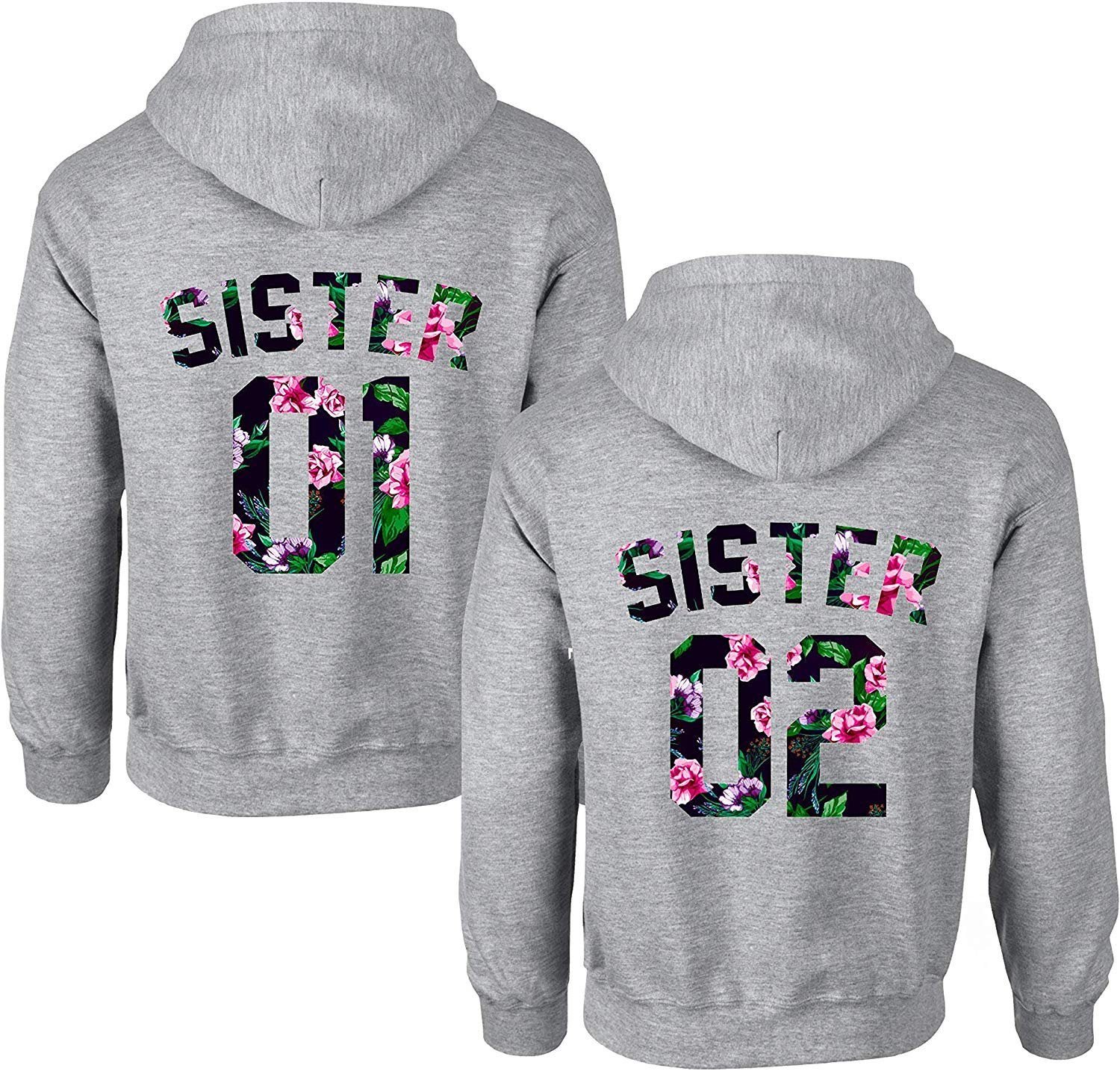 COUPLES SHOP Kapuzenpullover Sister 01 & Sister 02 Beste Freunde Damen Hoodie Pullover (1-tlg) mit modischem Print mehr