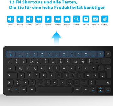 LeadsaiL kabelloses 2.4 G, leise-schlank-Kombination (QWERTZ, deutsches Tastatur- und Maus-Set, mit 2-in-1 USB Nano Empfänger, für PC, Desktop, Laptop, Windows XP/Mac