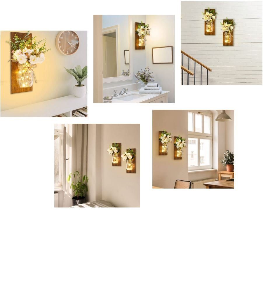 Wandpaneel JOKA warmweiße LED mit Wanddekoobjekt Retro-Einmalglas international incl. "Floral" LEDs