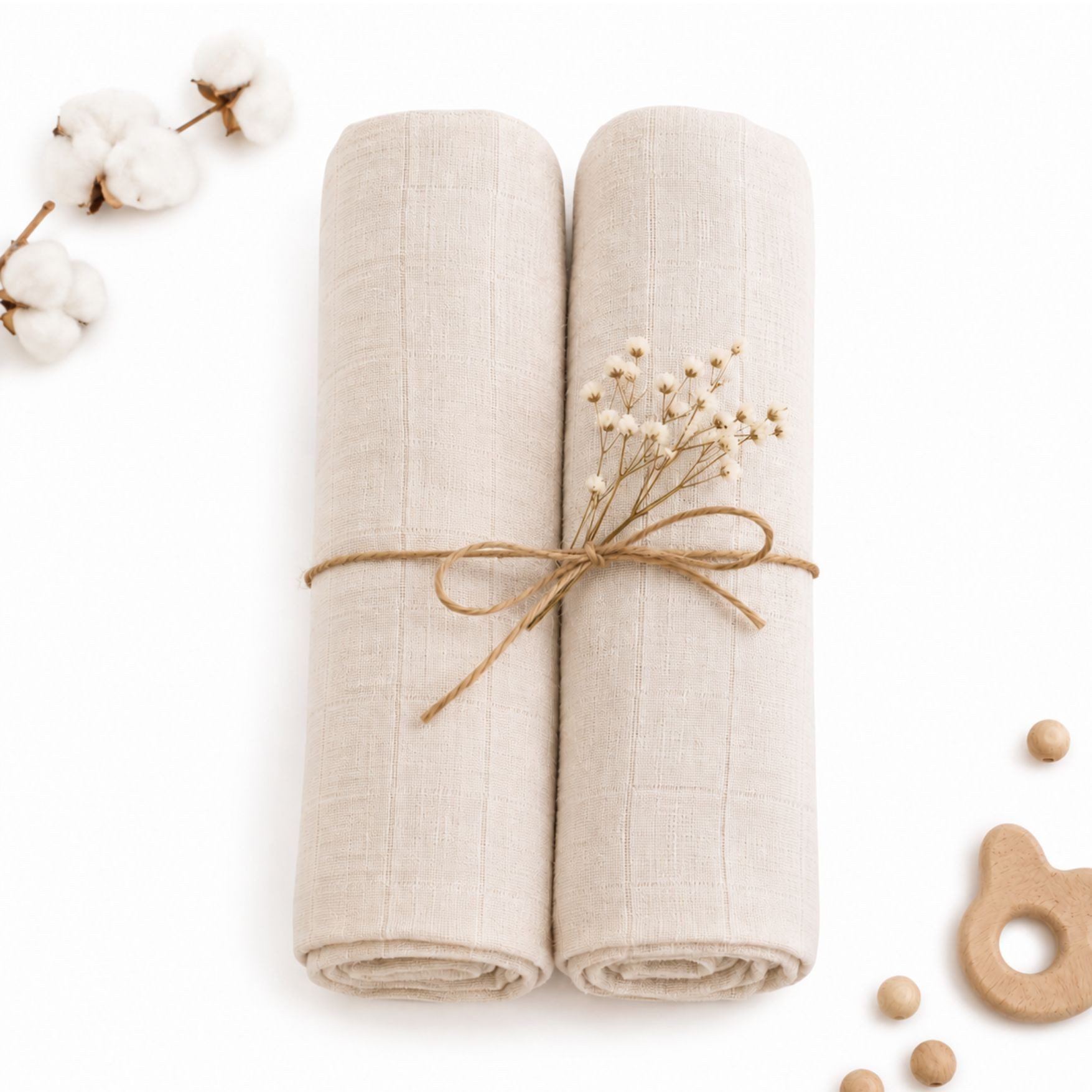 Babymajawelt Stoffwindeln Baby Mullwindeln Natur Faltwindeln Spucktuch / Premium 145g (Starter Set, 2-St), Made in EU, Saugstark, Premium Qualität, Natur Baumwolle